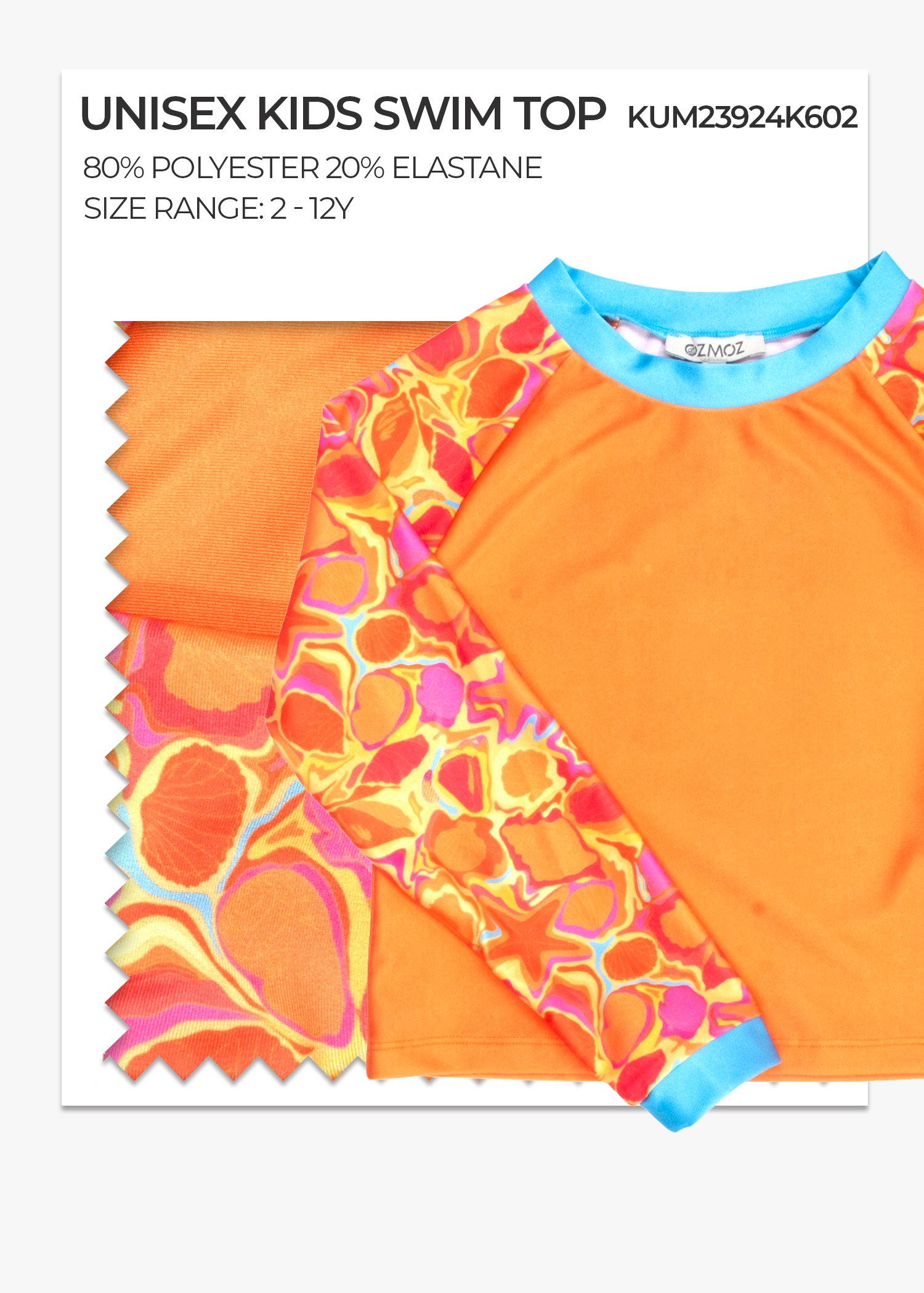 Organic Orange Basic Summer Unisex Kids Tshirt