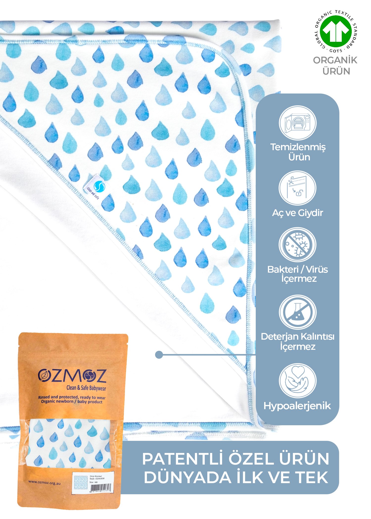 Clean&Safe Organik Steril Temizlenmiş Organik Battaniye