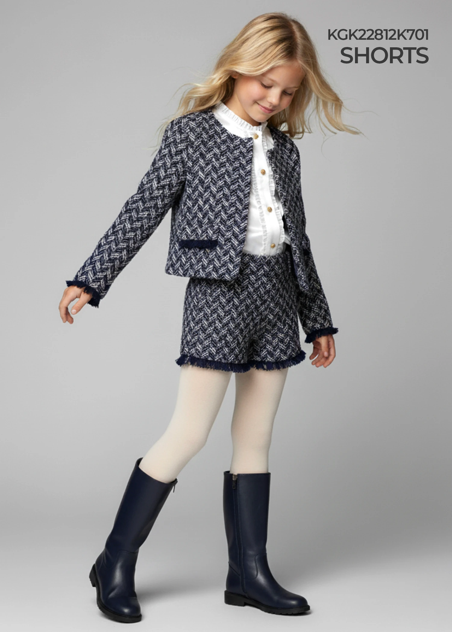 Chanel Fabric Navy Blue Tassel Winter Girls' Shorts