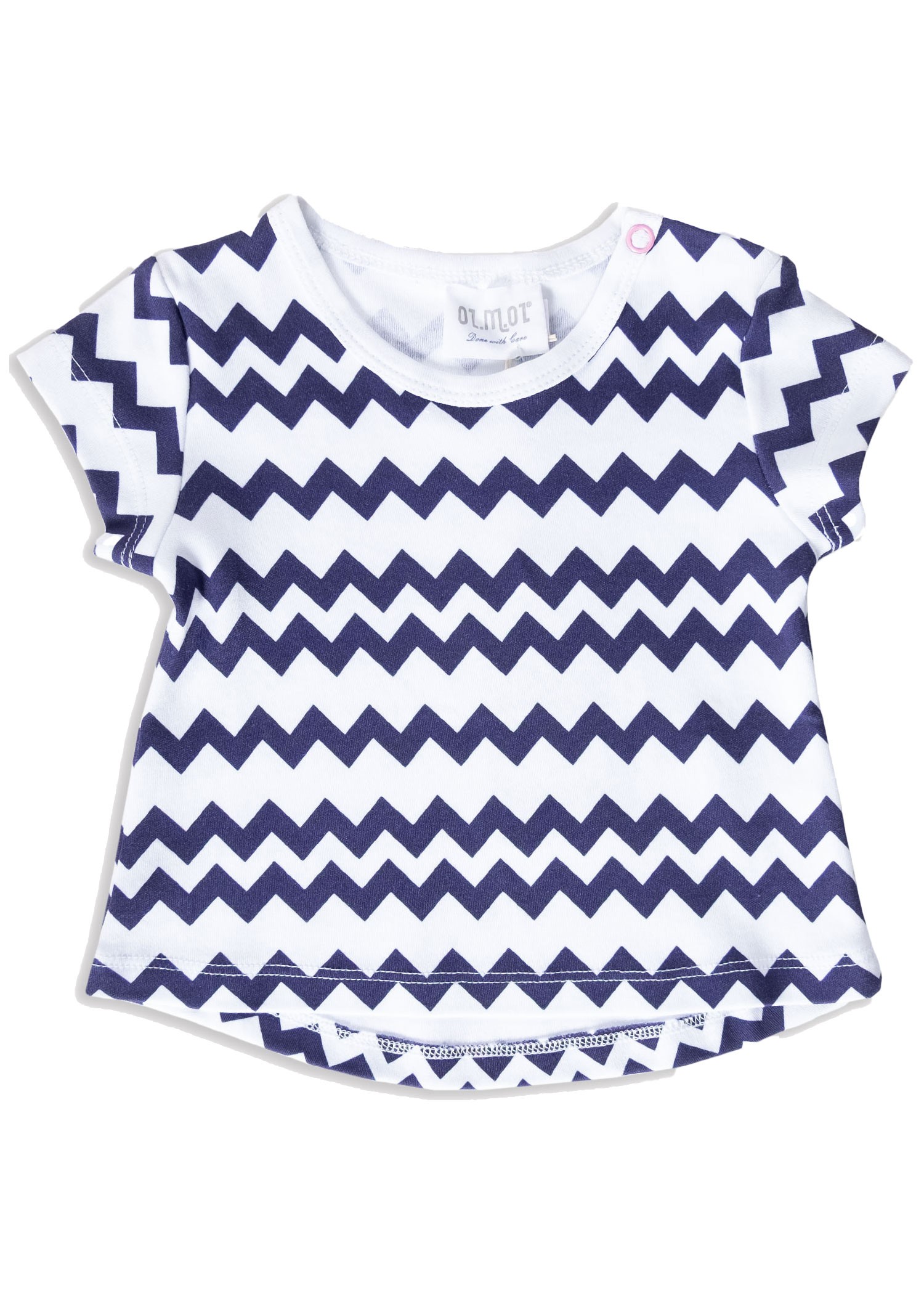 Organic Zigzag Pattern Navy Blue Summer Baby Girl Tshirt