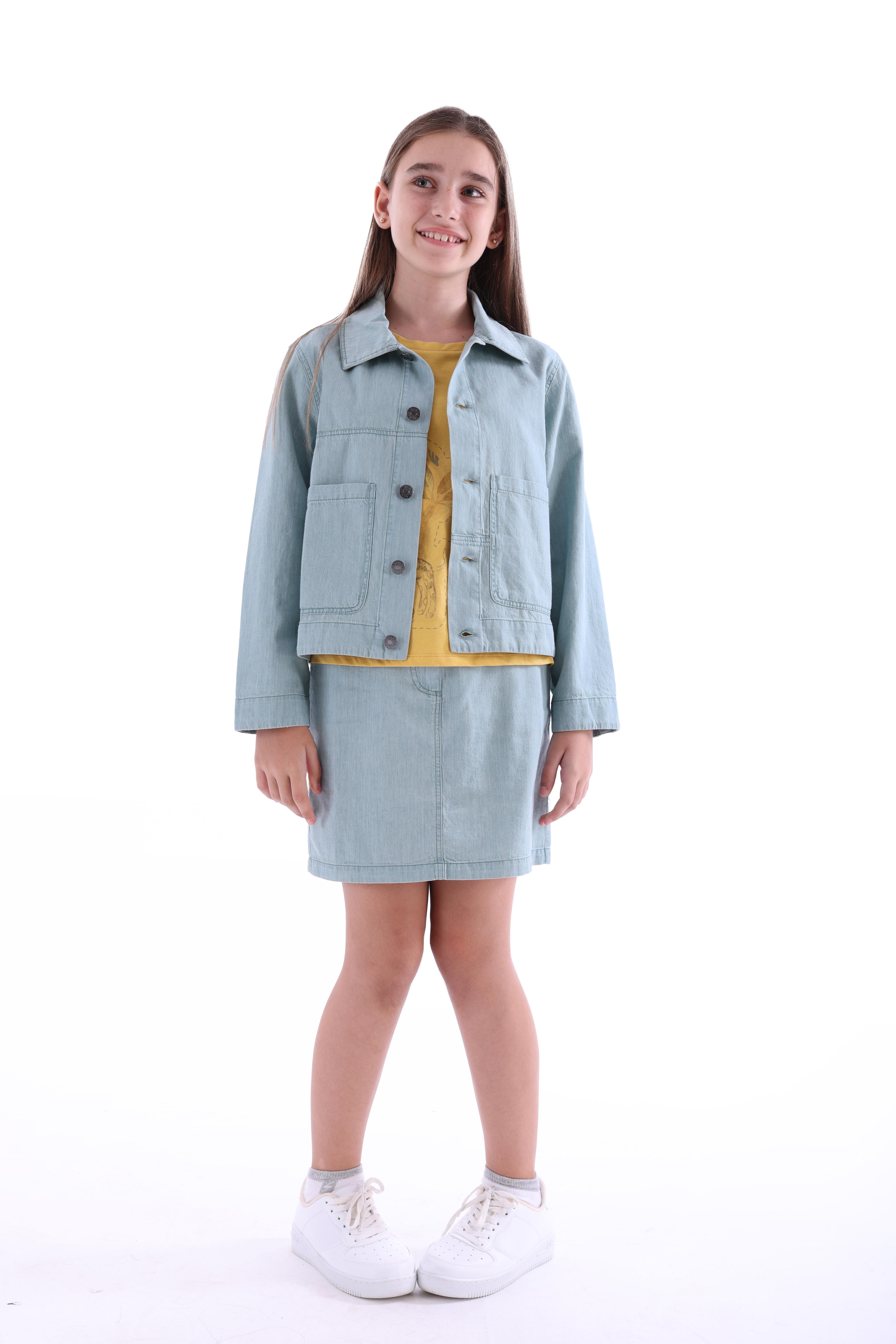 100% Cotton Light Blue Thin Denim Summer Girls Skirt