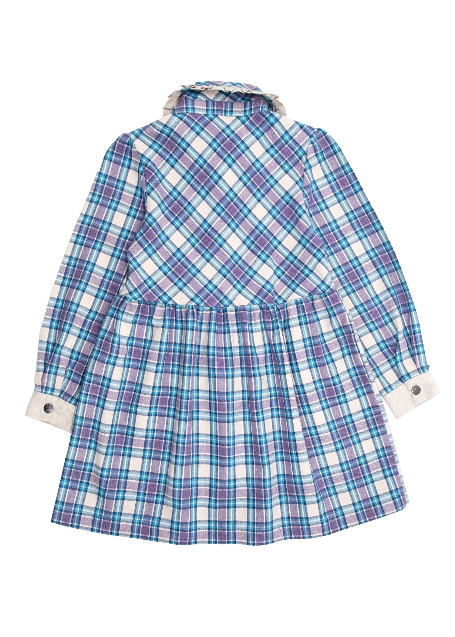 Baby Collar Blue Plaid Winter Girl's Dress