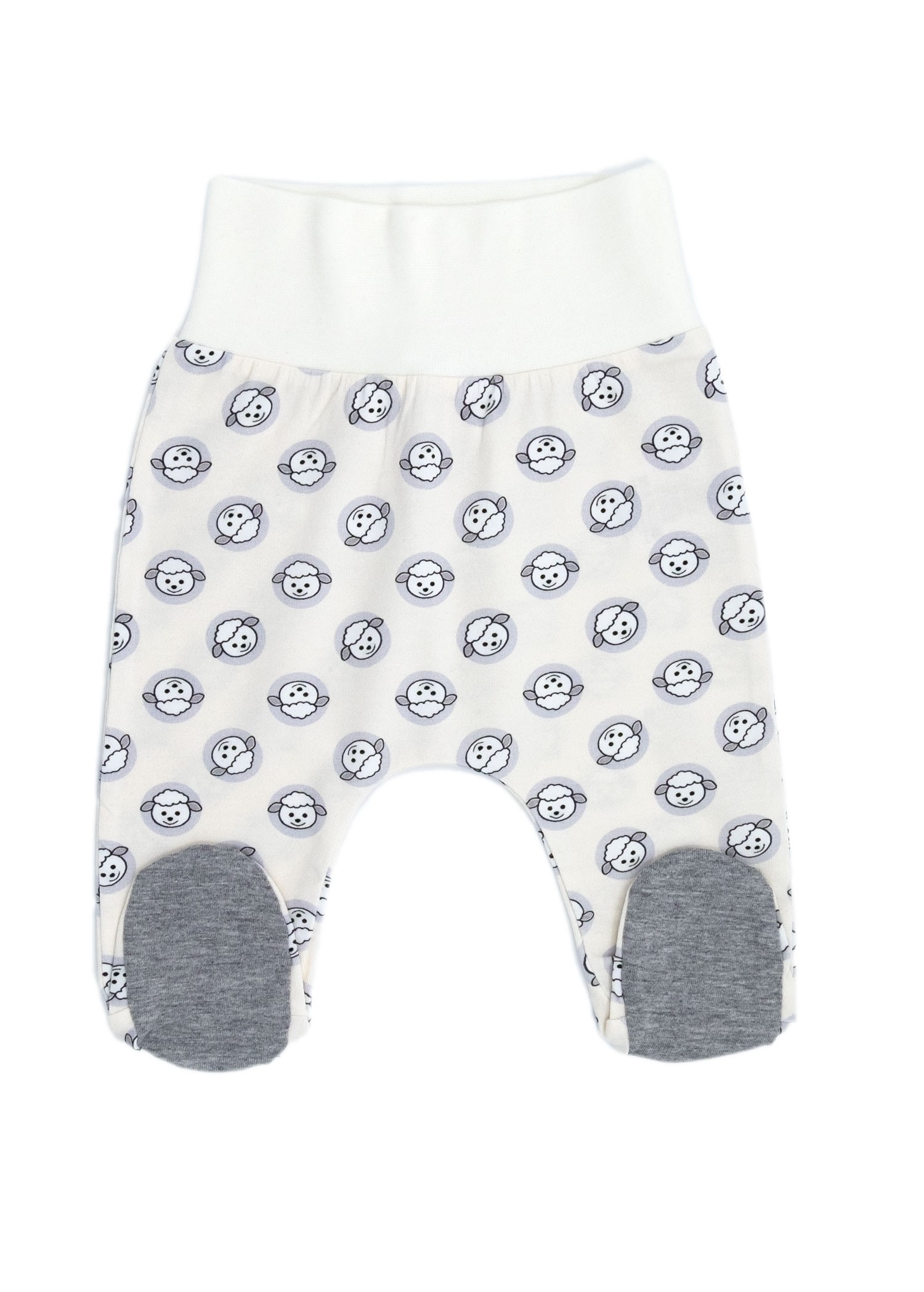 Ecru Unisex Baby Bottom with Organic Lamb Printed Booties