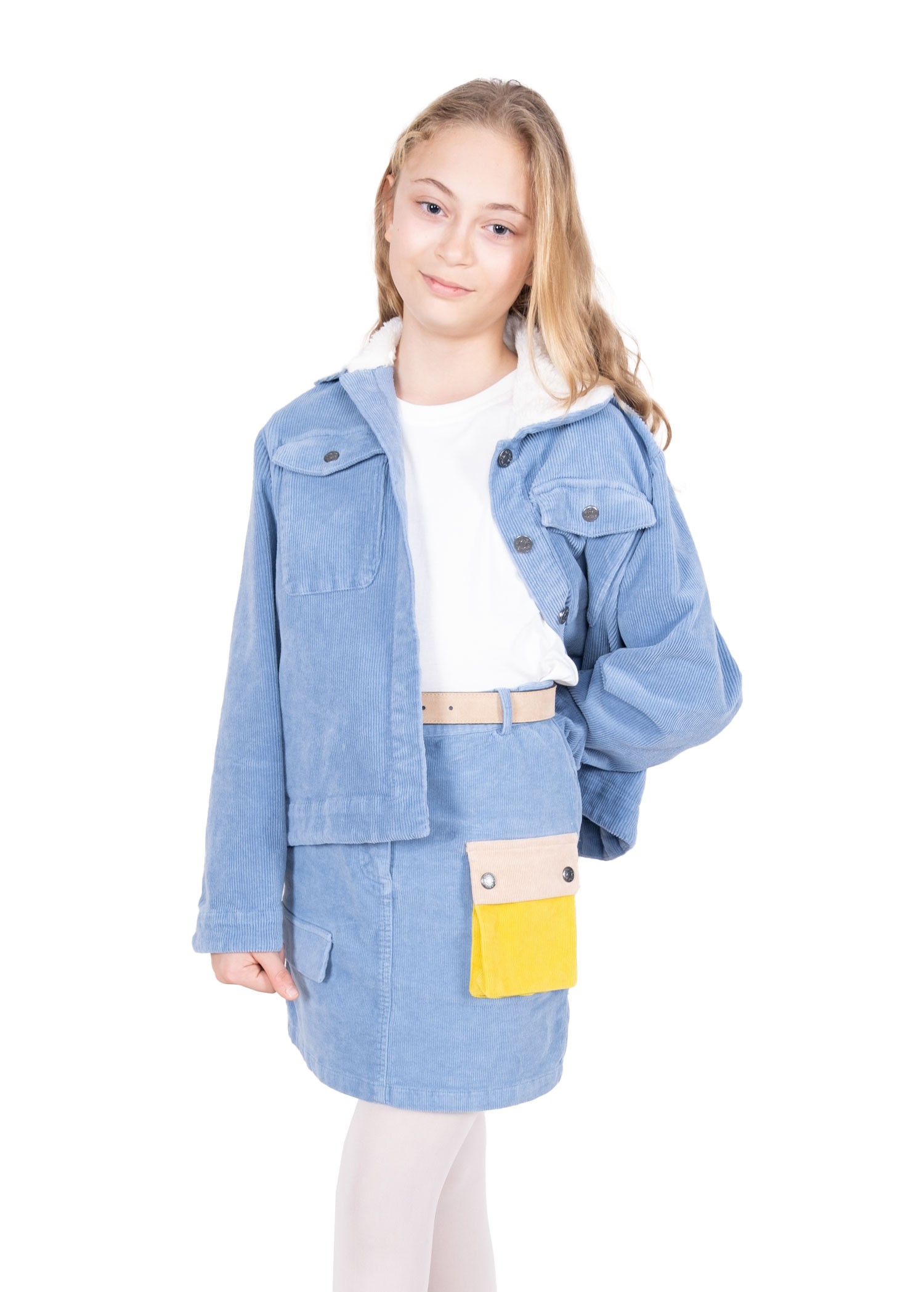 Corduroy Light Blue Winter Girls Skirt