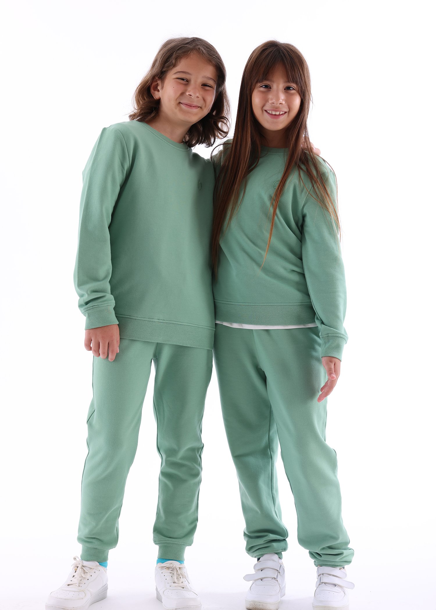 Bamboo Fabric Raised Green Winter Unisex Children's Sweatpants