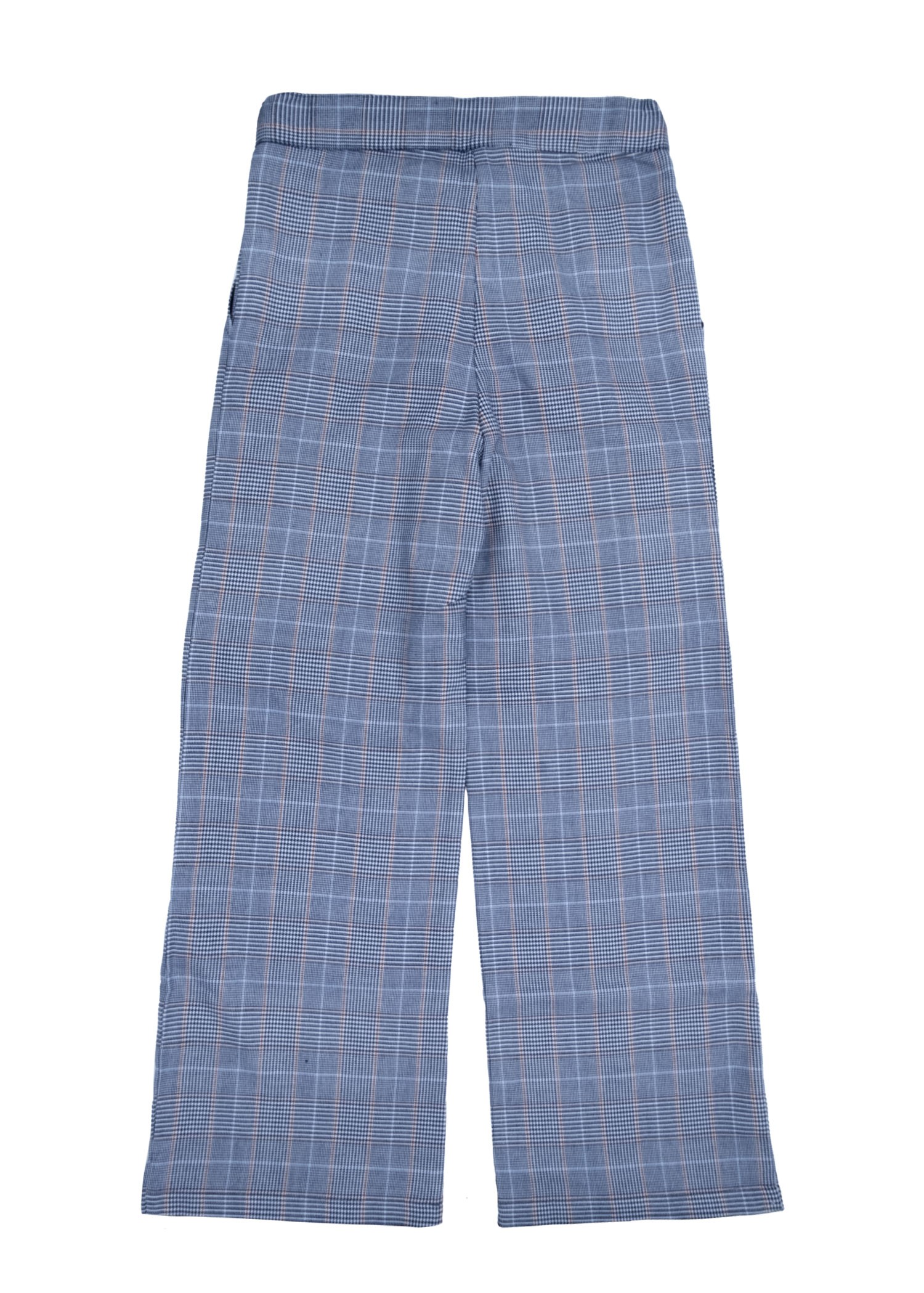 Woven Plaid Blue Spring Girl's Trousers