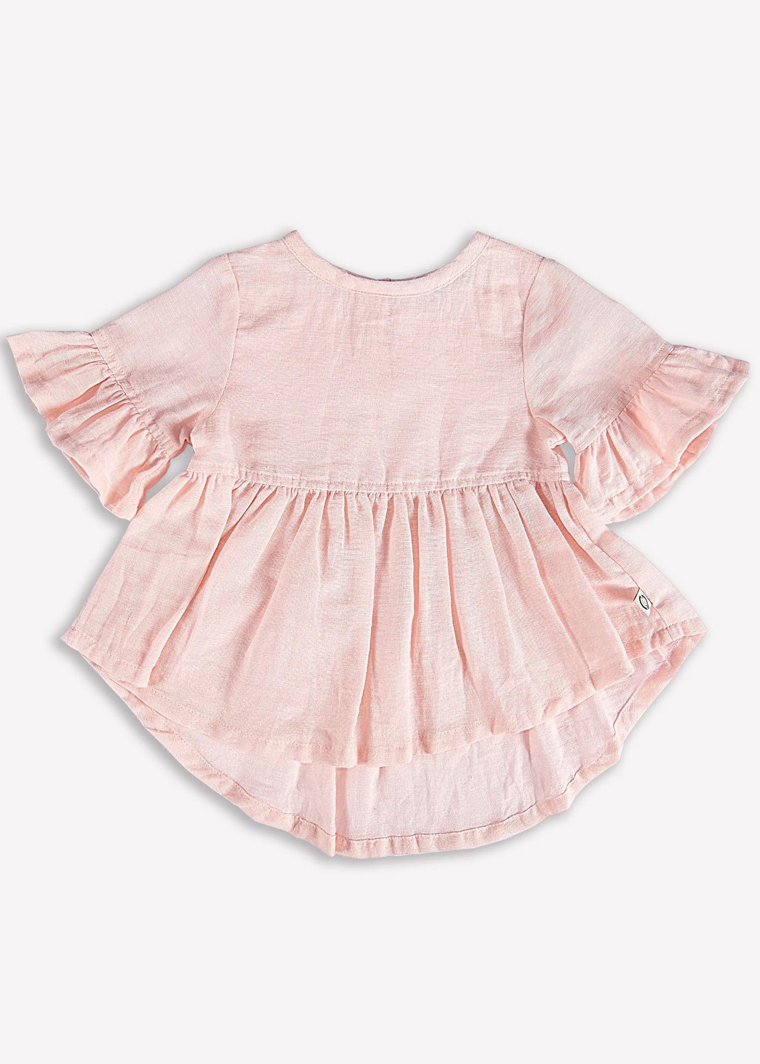 Organic Pink Summer Baby Girl Blouse with Flounce Sleeves