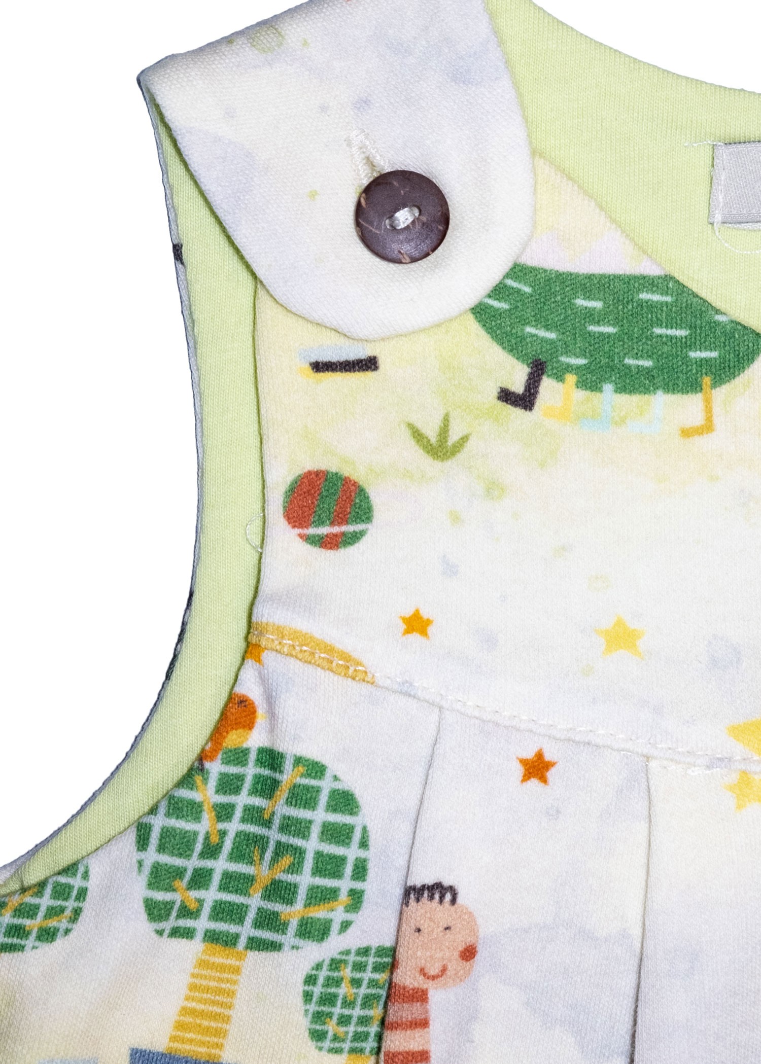 Organic Dino Printed Baby Girl Jumpsuit with Thick Straps