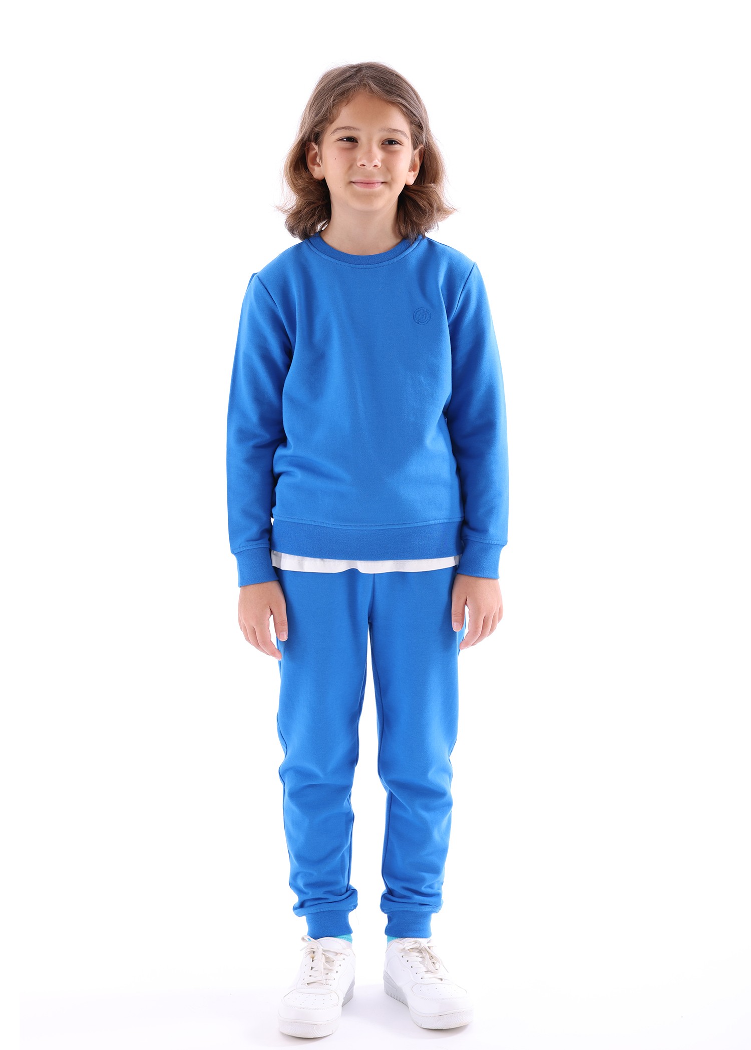 Bamboo Fabric Raised Saks Blue Winter Boys' Sweatpants