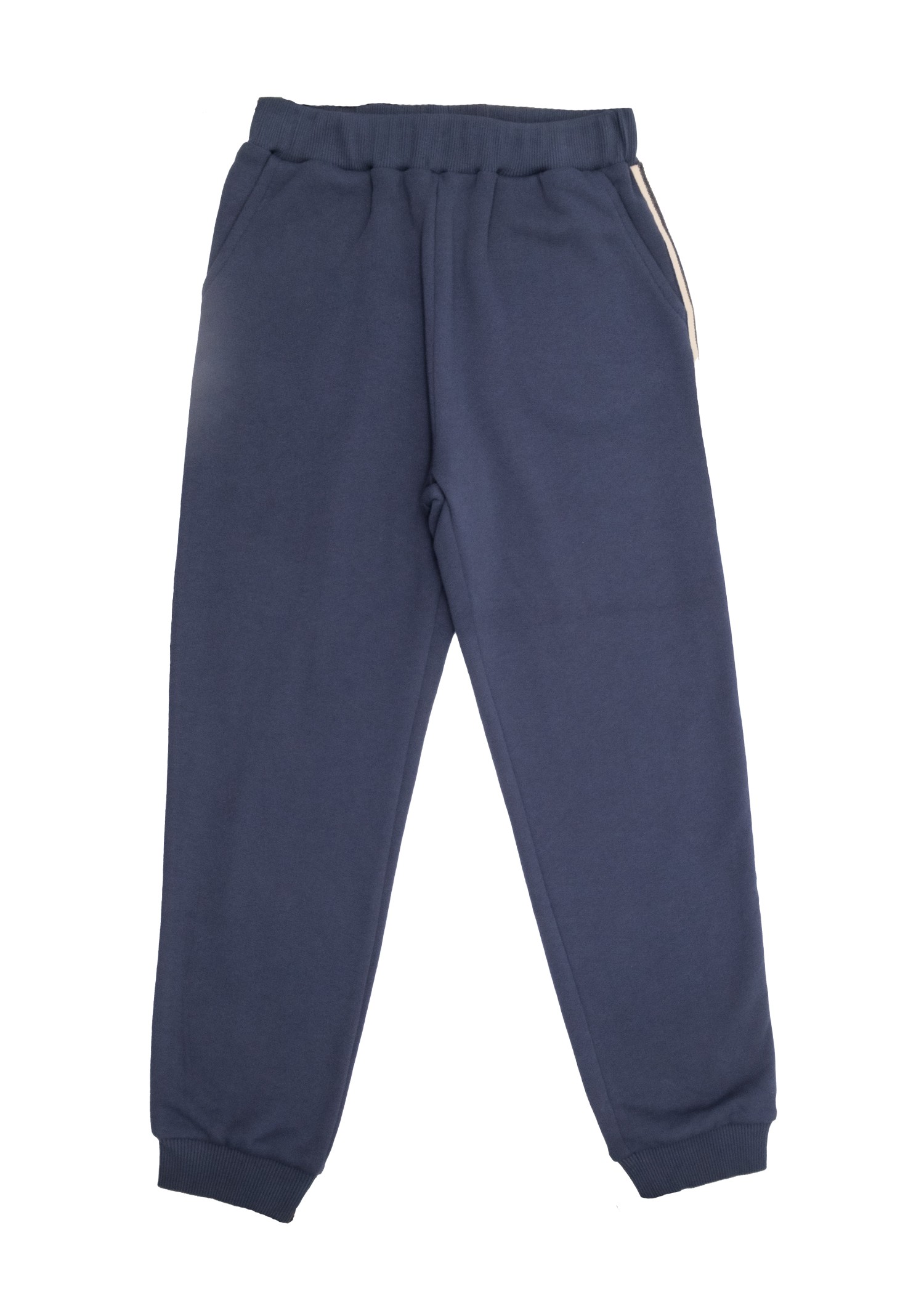 Organic Navy Blue Side Stripe Boys' Sweatpants