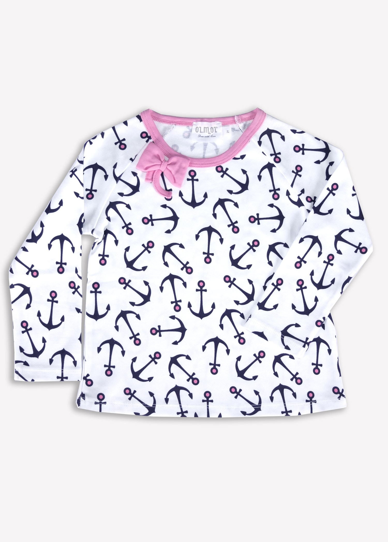 Organic Anchor Patterned Long Sleeve Spring Baby Girl Tshirt