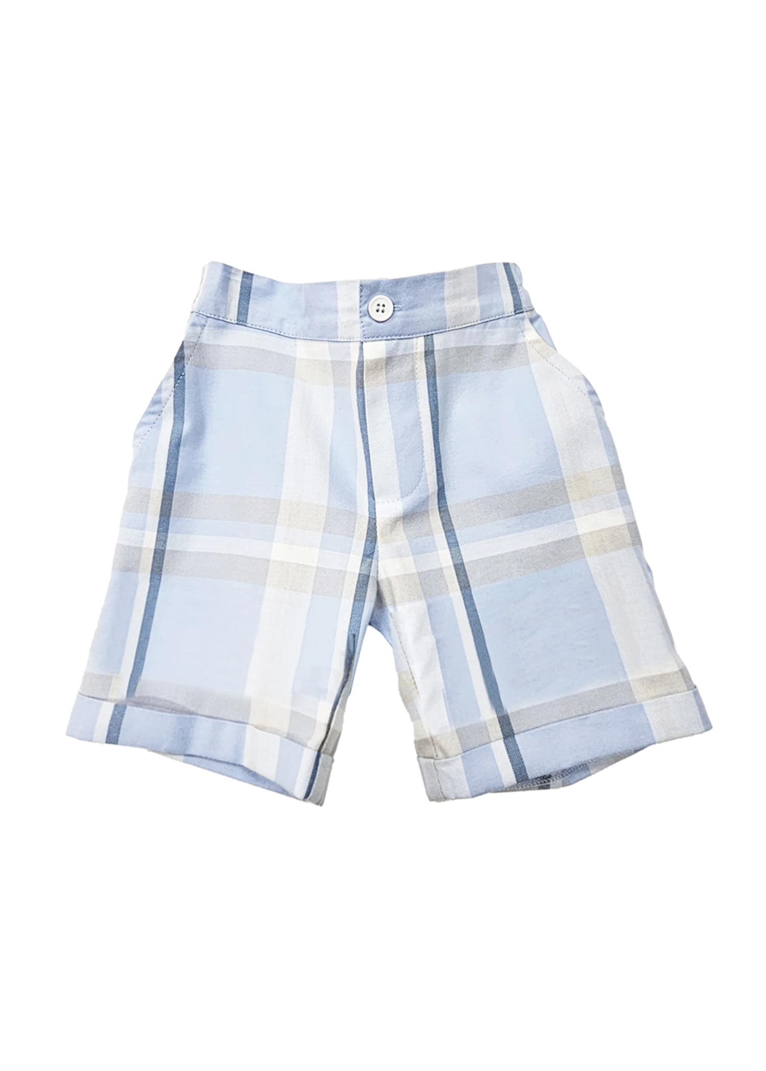 Organic Blue Check Classic Baby Boy Shorts