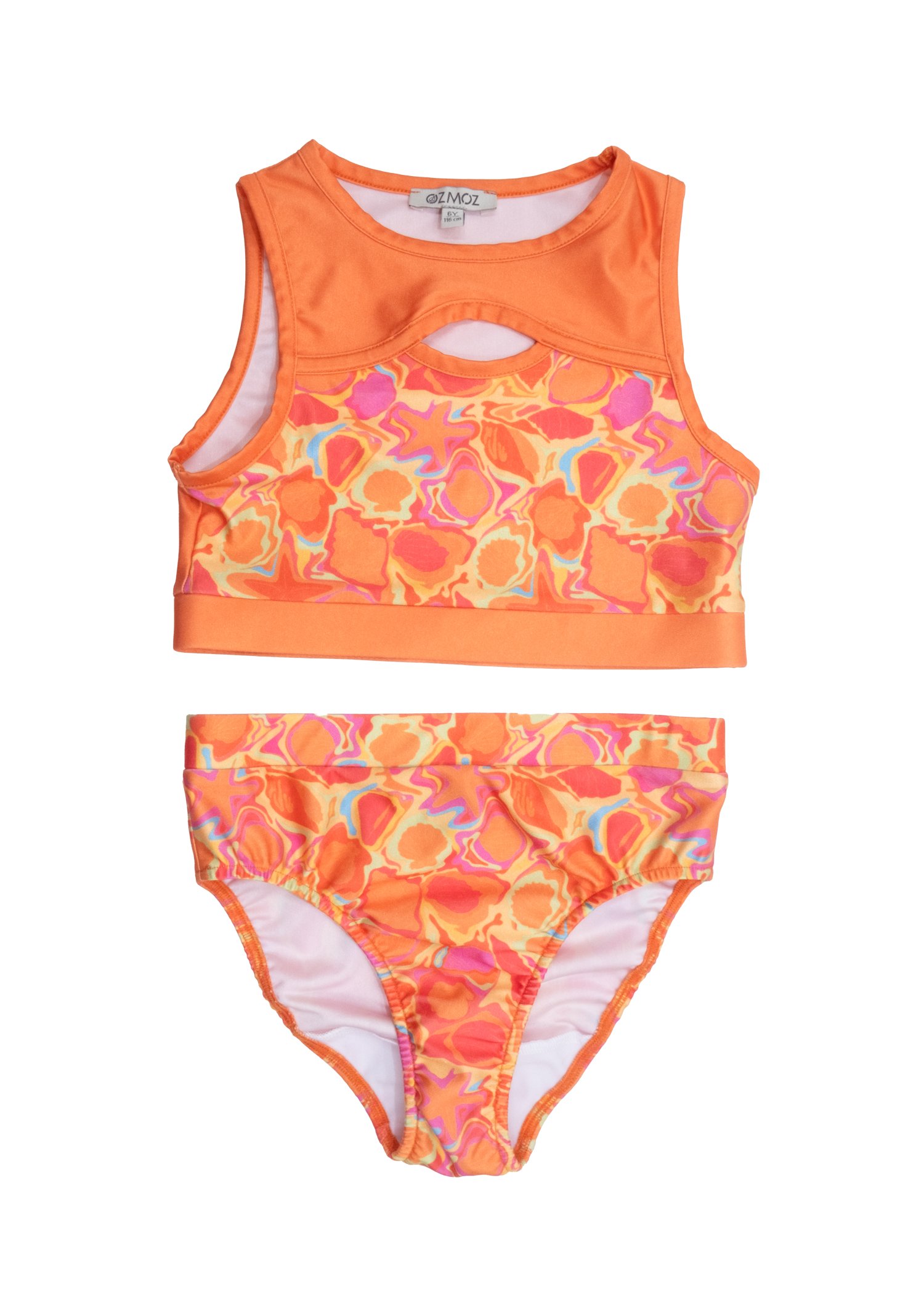 Orange Girl's Crop Bikini with +50 UV Protection