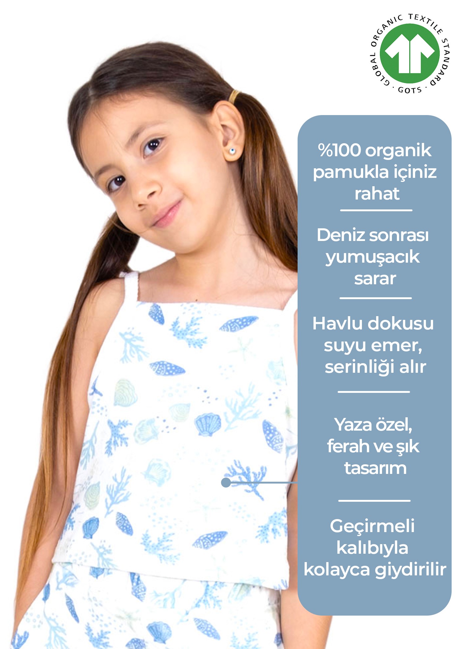 Organik Havlu Kumaş Askılı Crop Yazlık Kız Çocuk Bluz