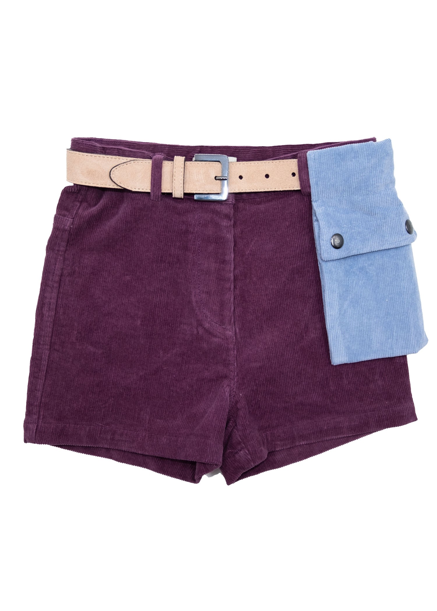 Corduroy Pocket Detailed Purple Winter Girls' Shorts