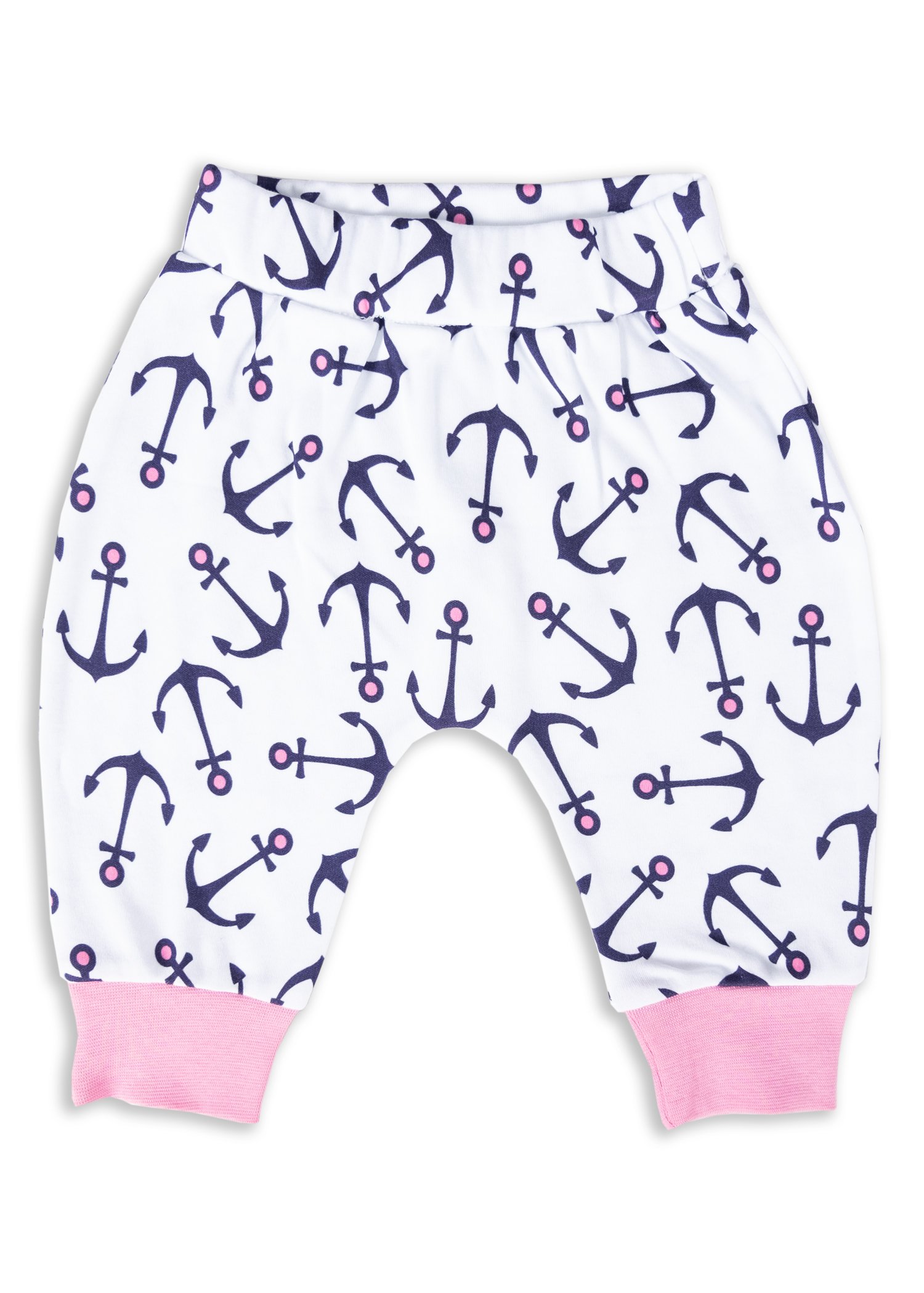 Organic Anchor Patterned Pink Spring Baby Girl Pajama Set