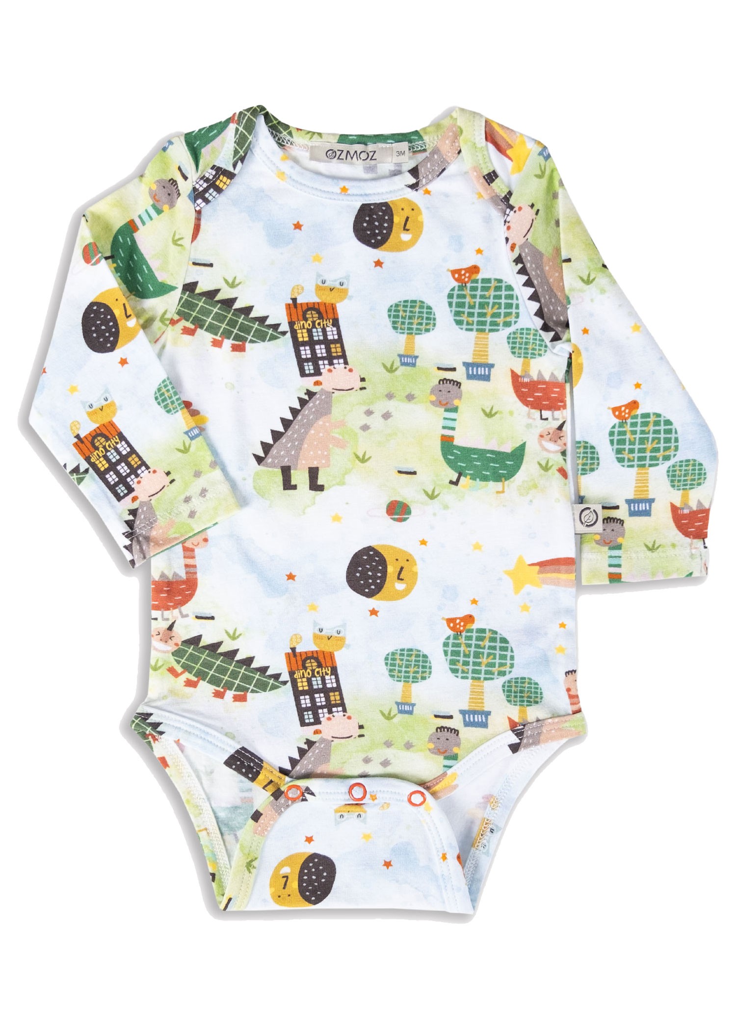 Organic Dino Printed Long Sleeve Unisex Baby Jumper