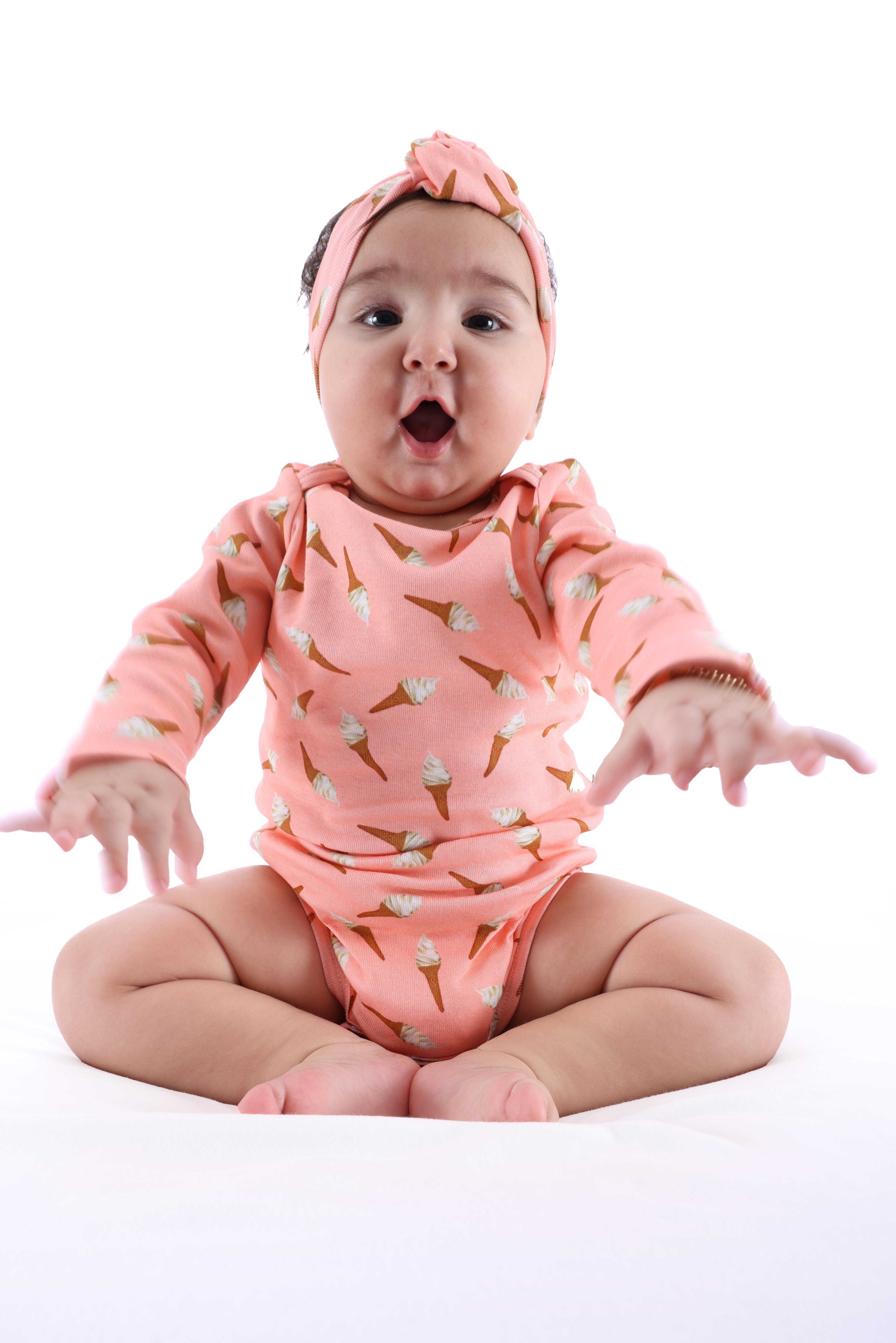 Organic Ice Cream Printed Pink Baby Girl Bodysuit