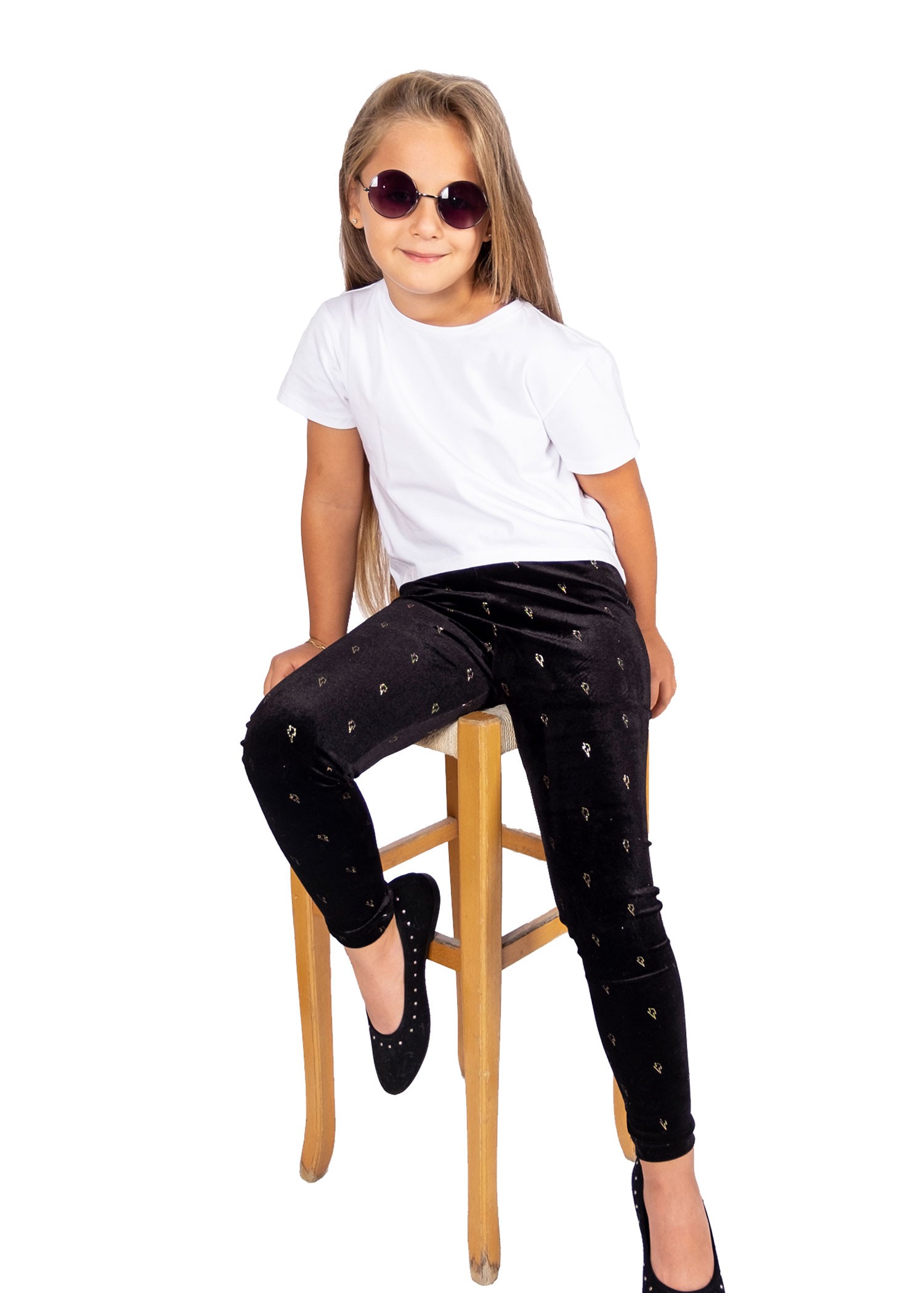 Gilded Printed Velvet Black Winter Girls' Tights