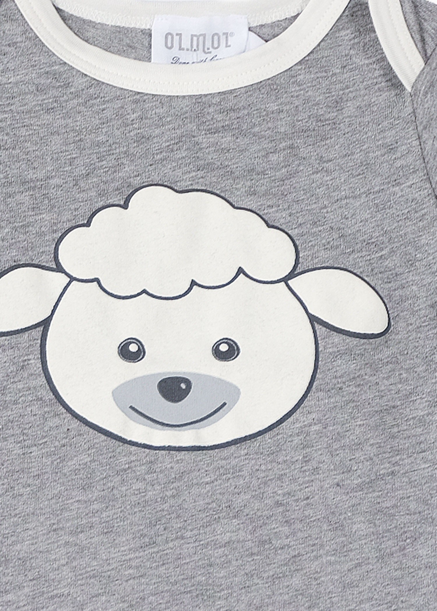 Lamb Printed Organic Unisex Baby Bodysuit Grey