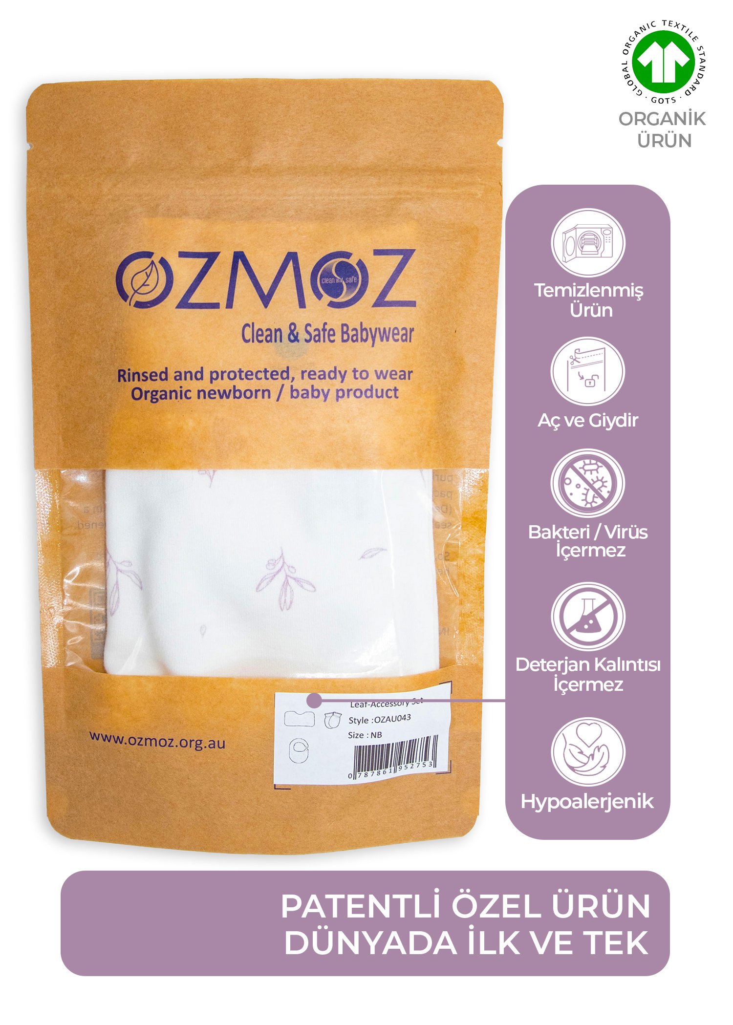 Clean&Safe Organik Steril Temizlenmiş Aksesuar Seti-3 Parça