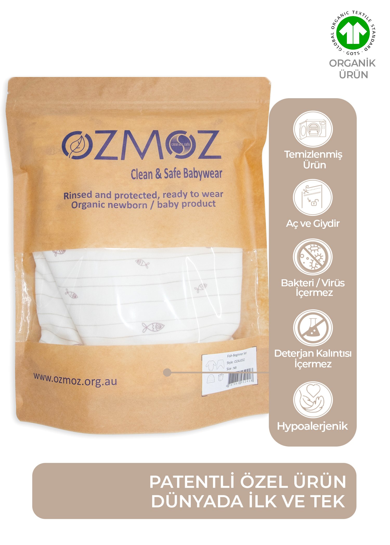 Clean&Safe Organik Steril Temizlenmiş Hastane Çıkış Seti-4 Parça