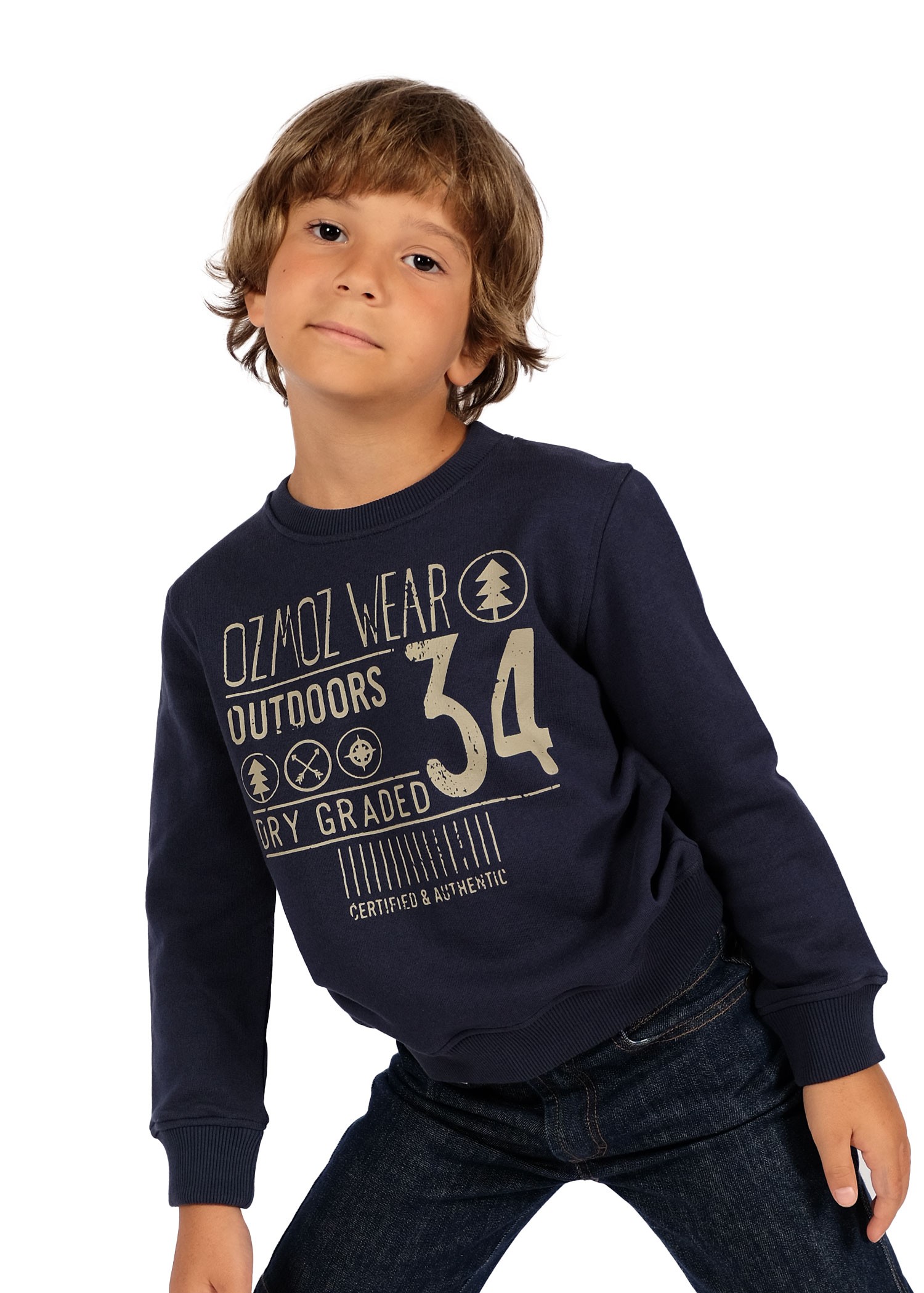 Organic Cotton Graphic Printed Navy Blue Winter Boy Sweatshirt