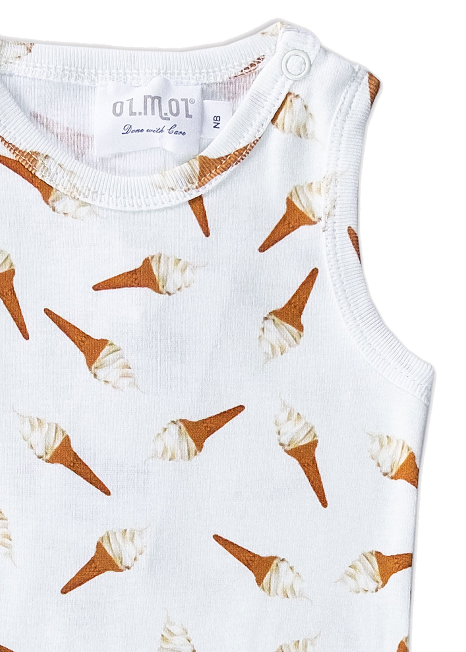 Organic Cotton Sleeveless Ecru Ice Cream Printed Baby Girl Body