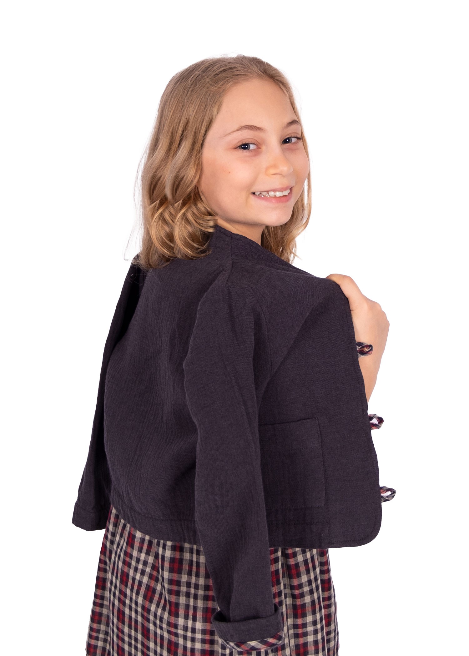 Organic Muslin Anthracite Spring Jacket for Girls