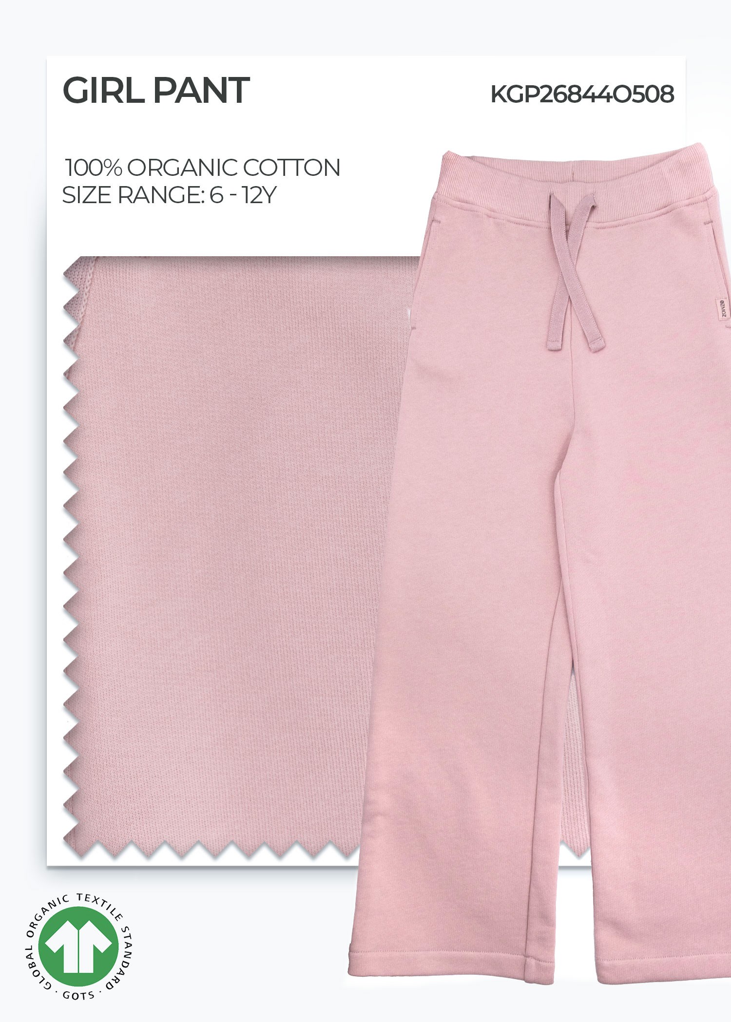 Organic Pale Mauve Girl Pant