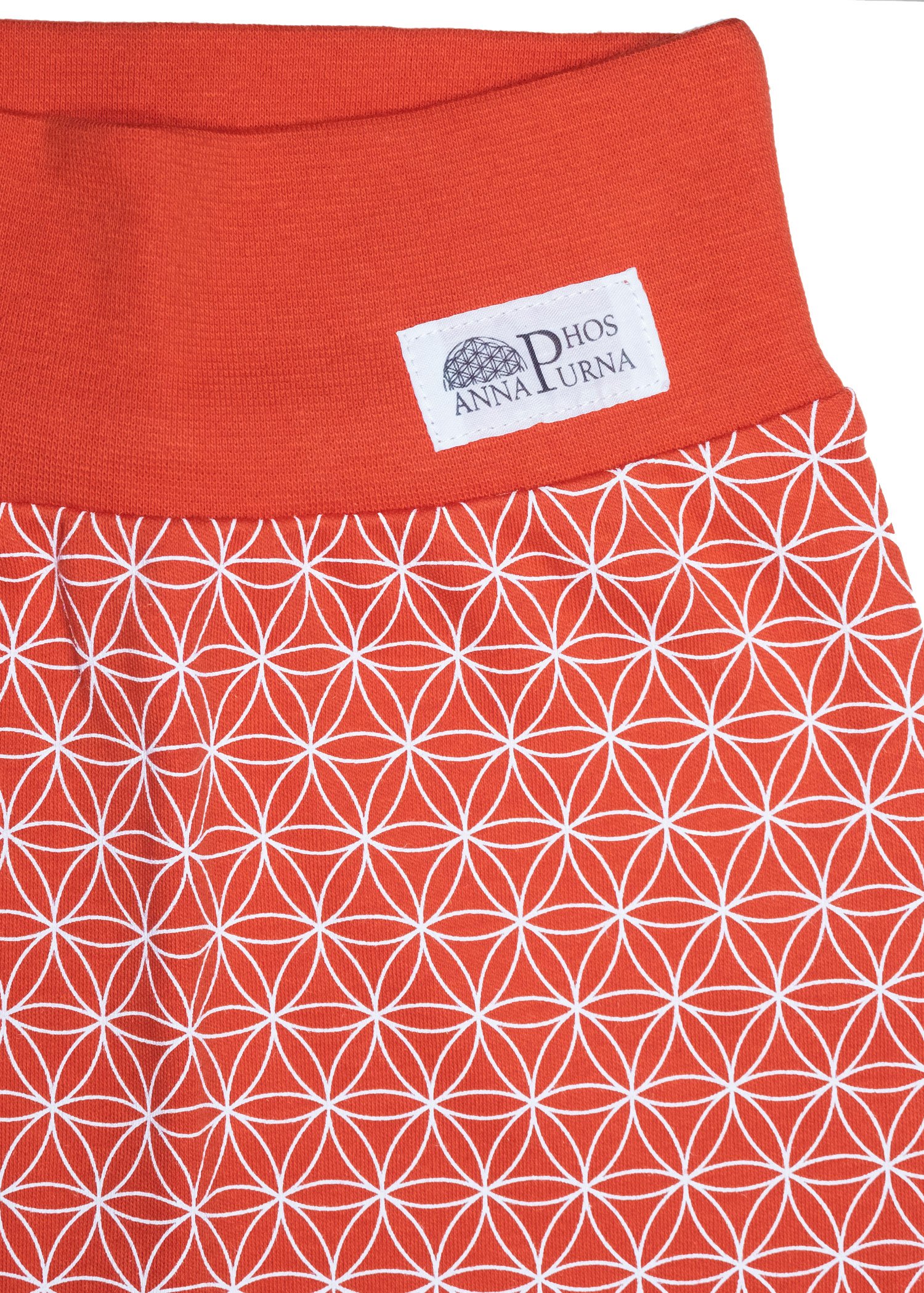 Red Baby Trousers with Organic Flower of Life Pattern