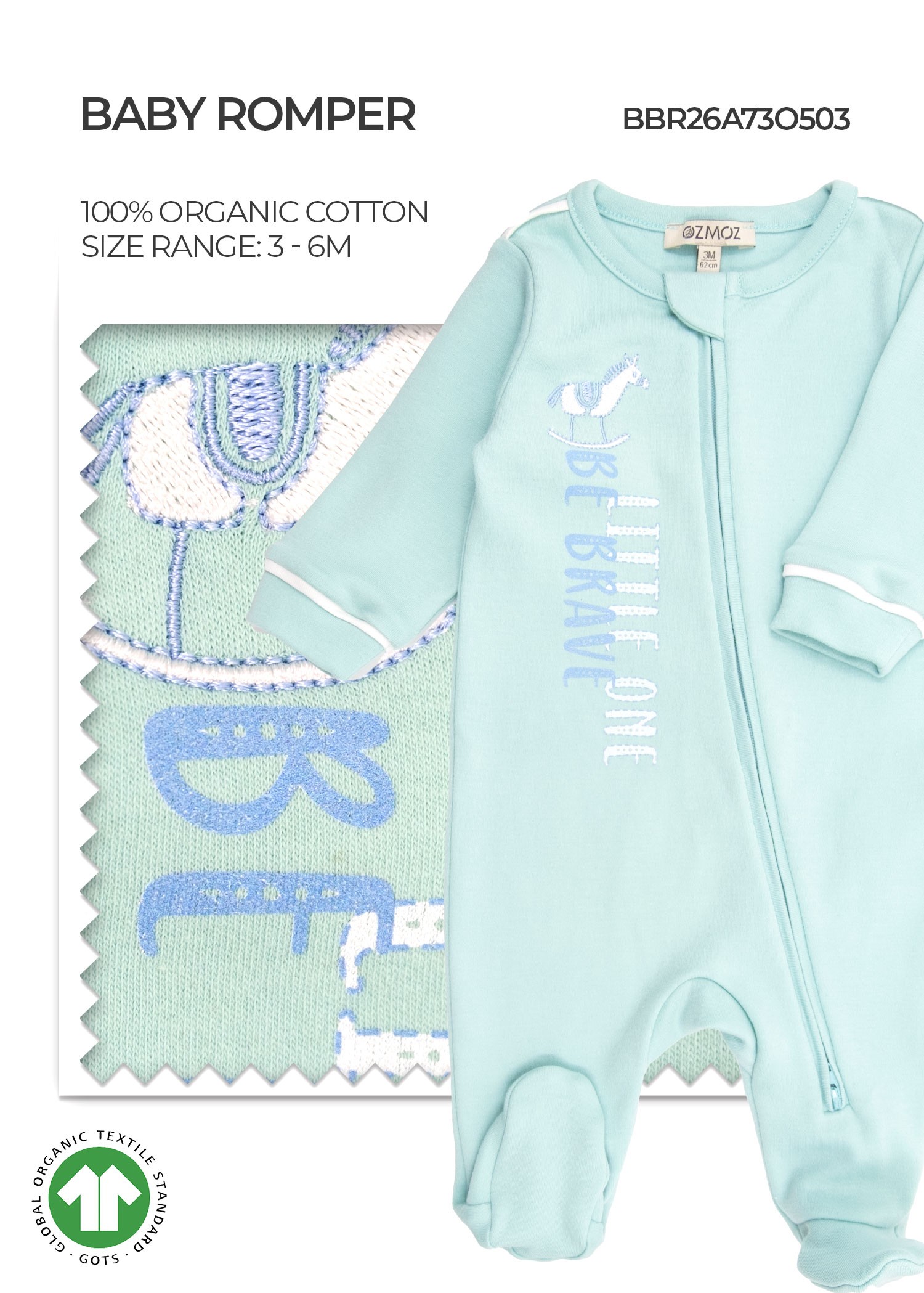 Organic Eggshell Blue Baby Boy Romper