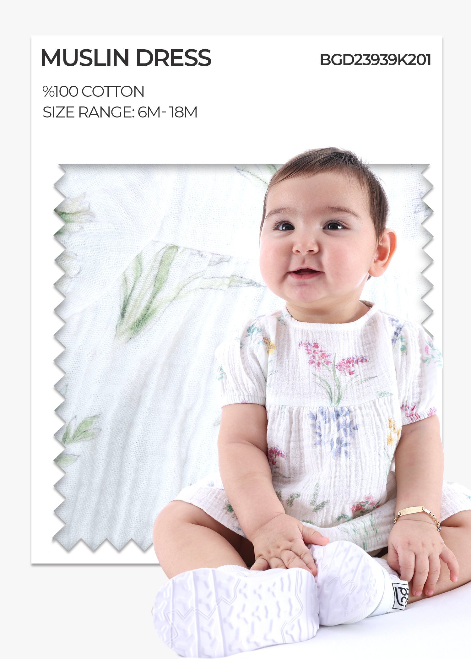 100% Cotton Floral Print Summer Baby Dress