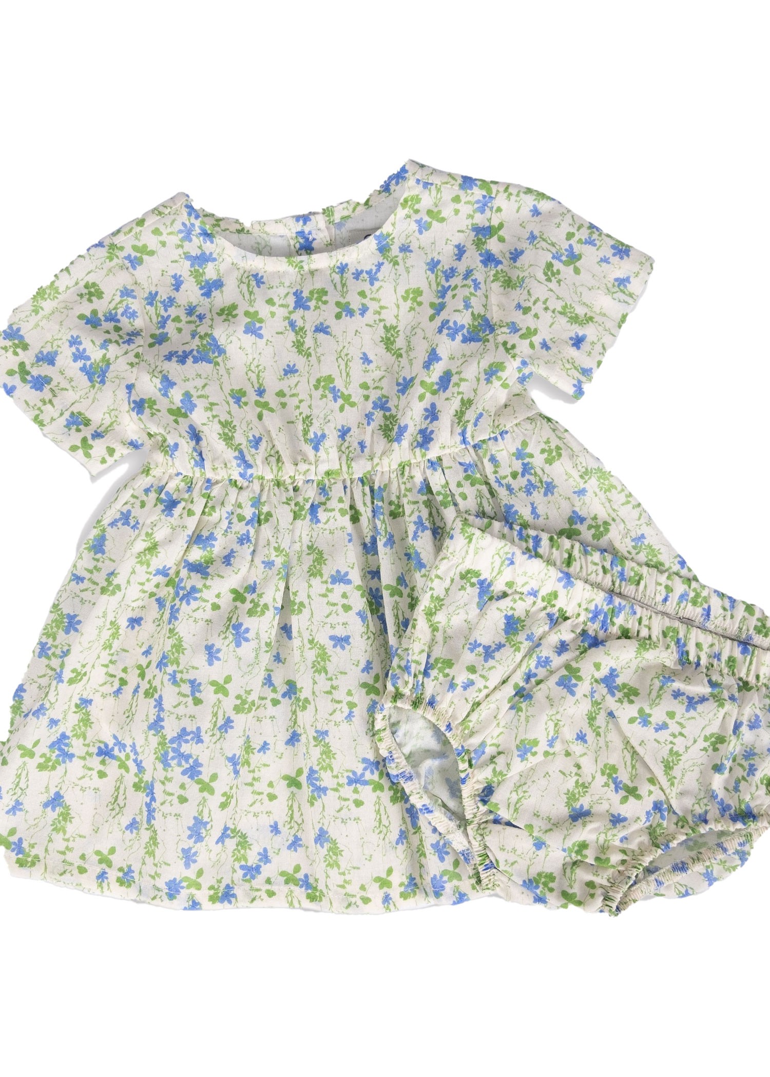 100% Cotton Green Floral Summer Baby Girl Dress