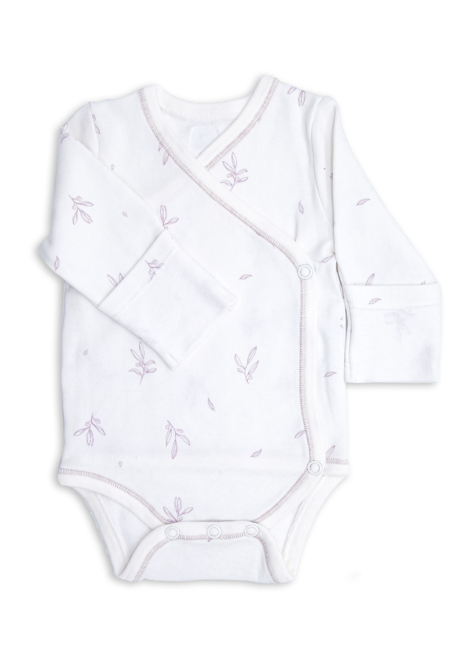 Clean and Safe Steril Giyilmeye Hazır Organik Unisex Bebek Kruvaze Body-Leaf