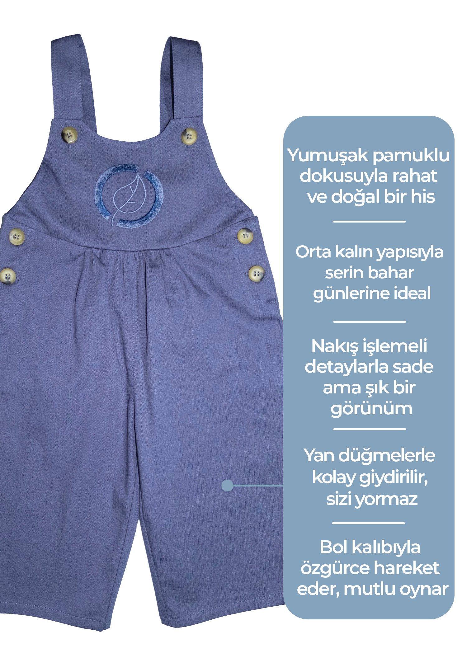 Nakış İşlemeli Lacivert Baharlık Kız Bebek Tulum