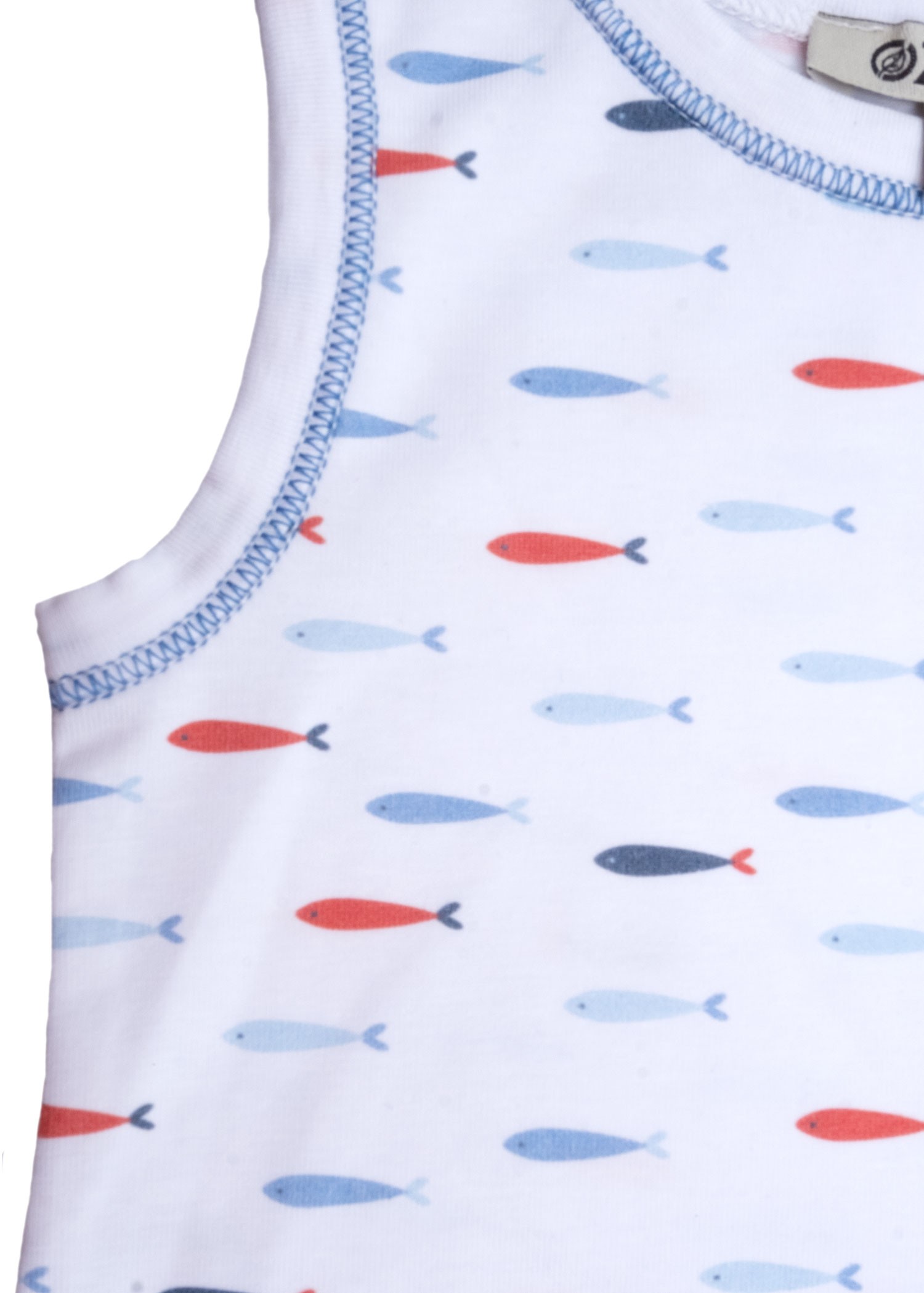 Organic Fish Pattern Sleeveless Baby Boy Body