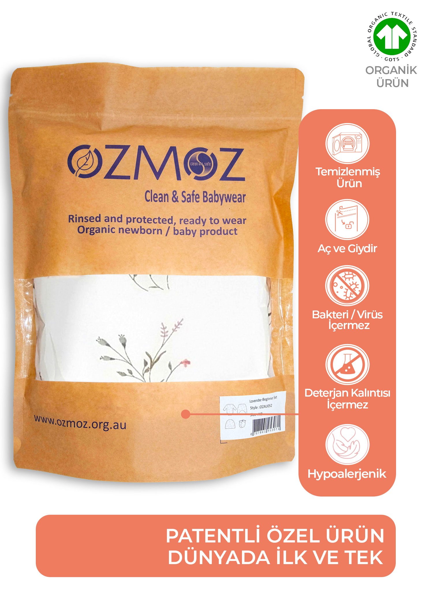 Clean&Safe Organik Steril Temizlenmiş Hastane Çıkış Seti-4 Parça