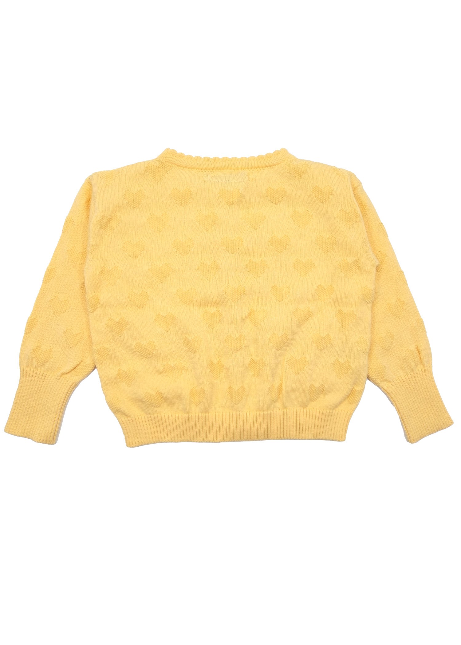 Organic Knitwear Knitted Long Sleeve Yellow Spring Coat Little Girl Cardigan