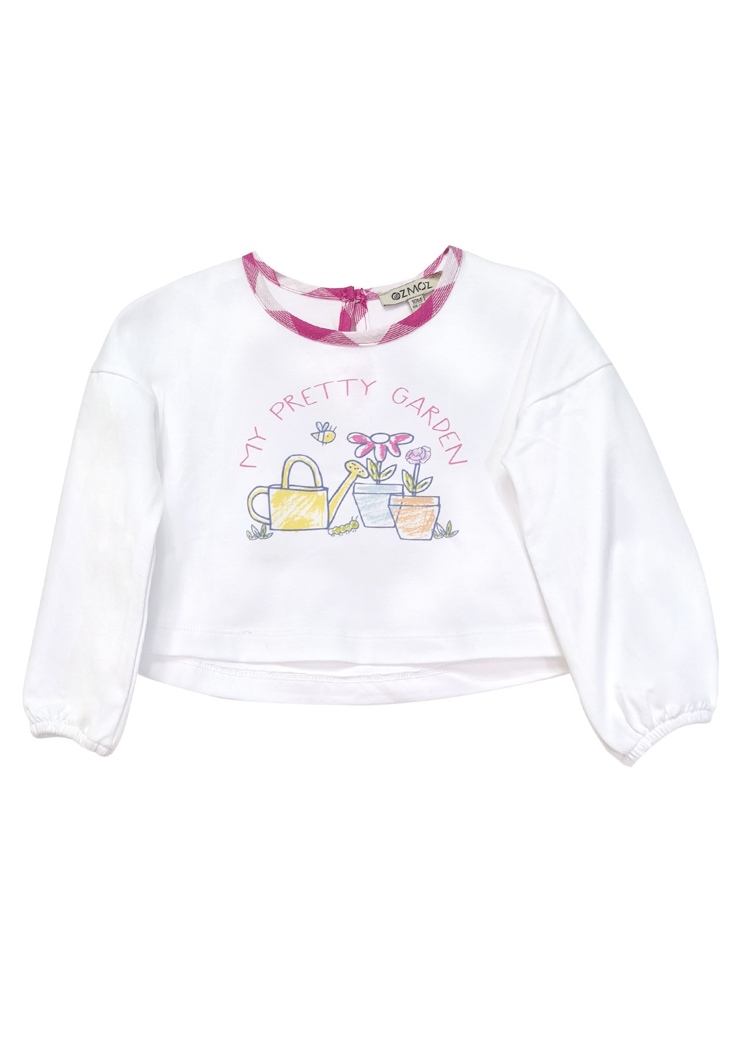 Organic Printed Long Sleeve White Spring Baby Girl Top