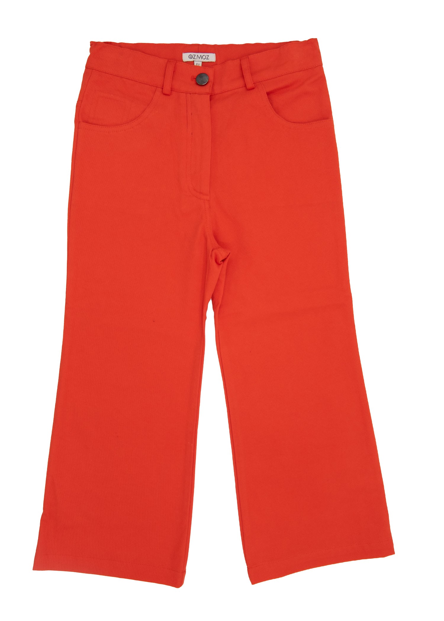 Organic Wide Leg Red Spring Girls' Trousers