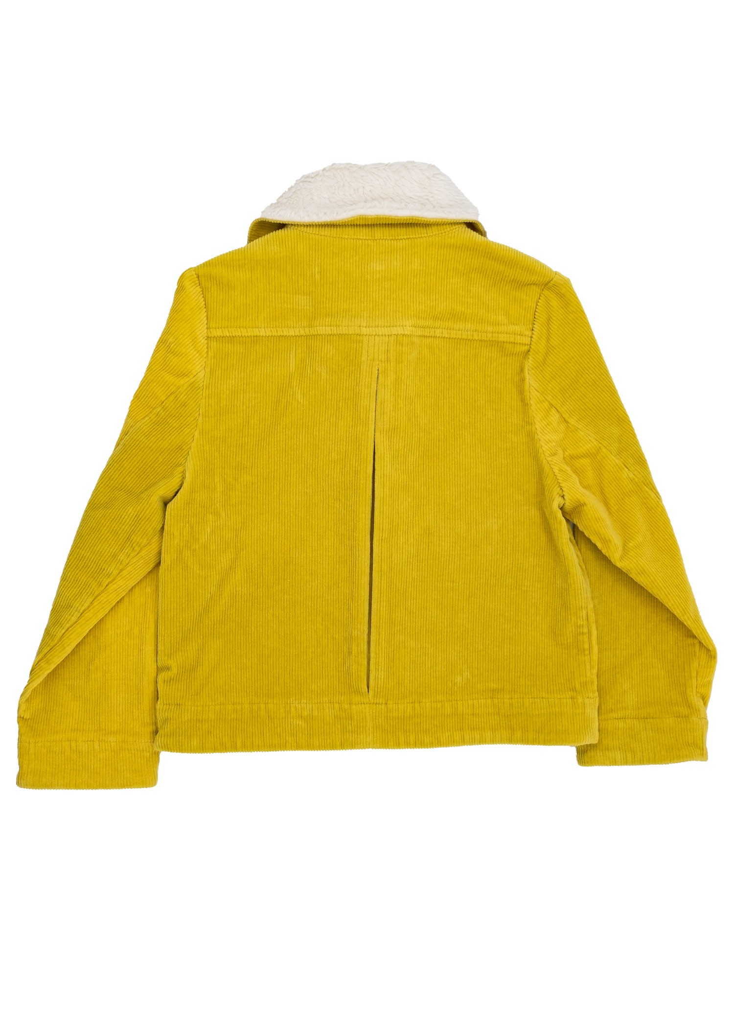 Cotton Corduroy Sports Cut Plush Collar Mustard Winter Girls' Coat