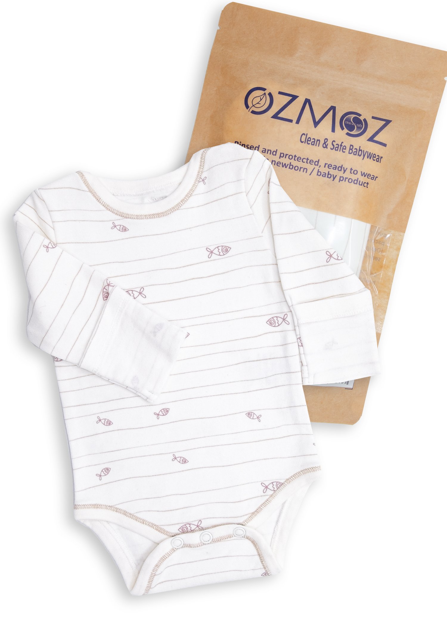 Clean and Safe Sterile Ready to Wear Organic Unisex Baby Body-Fish