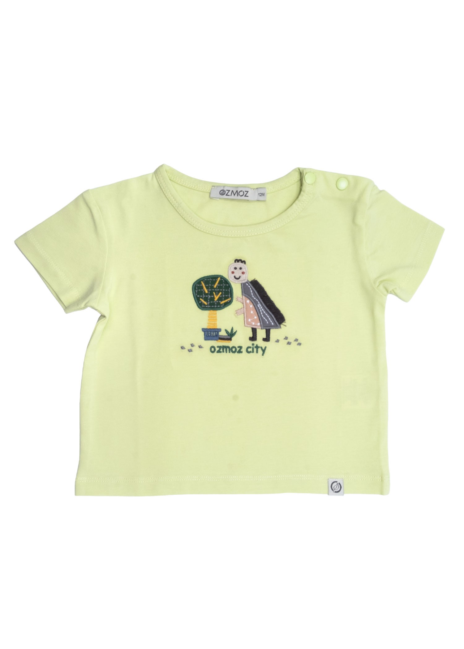 Organic Dino Embroidered Green Summer Baby Boy Tshirt