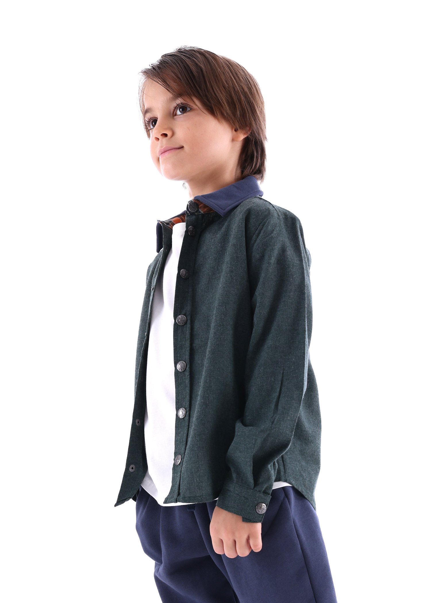 Dark Green Woven Winter Boy's Shirt