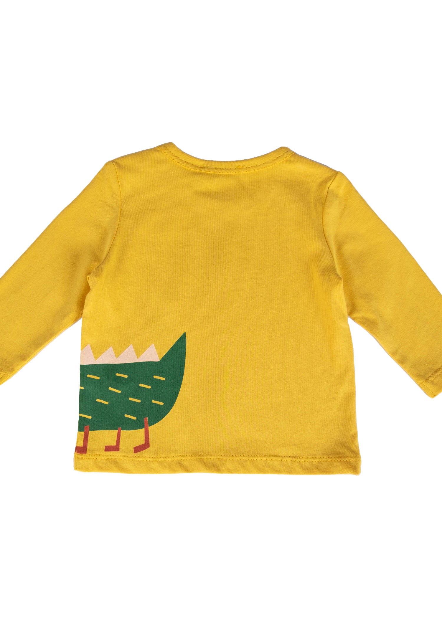 Organic Dino Printed Yellow Spring Coat Unisex Baby Set with Booties