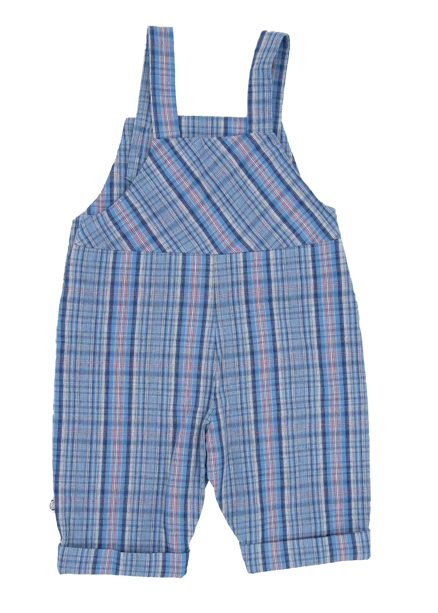 100% Cotton Blue Plaid Straps Summer Baby Boy Jumpsuit