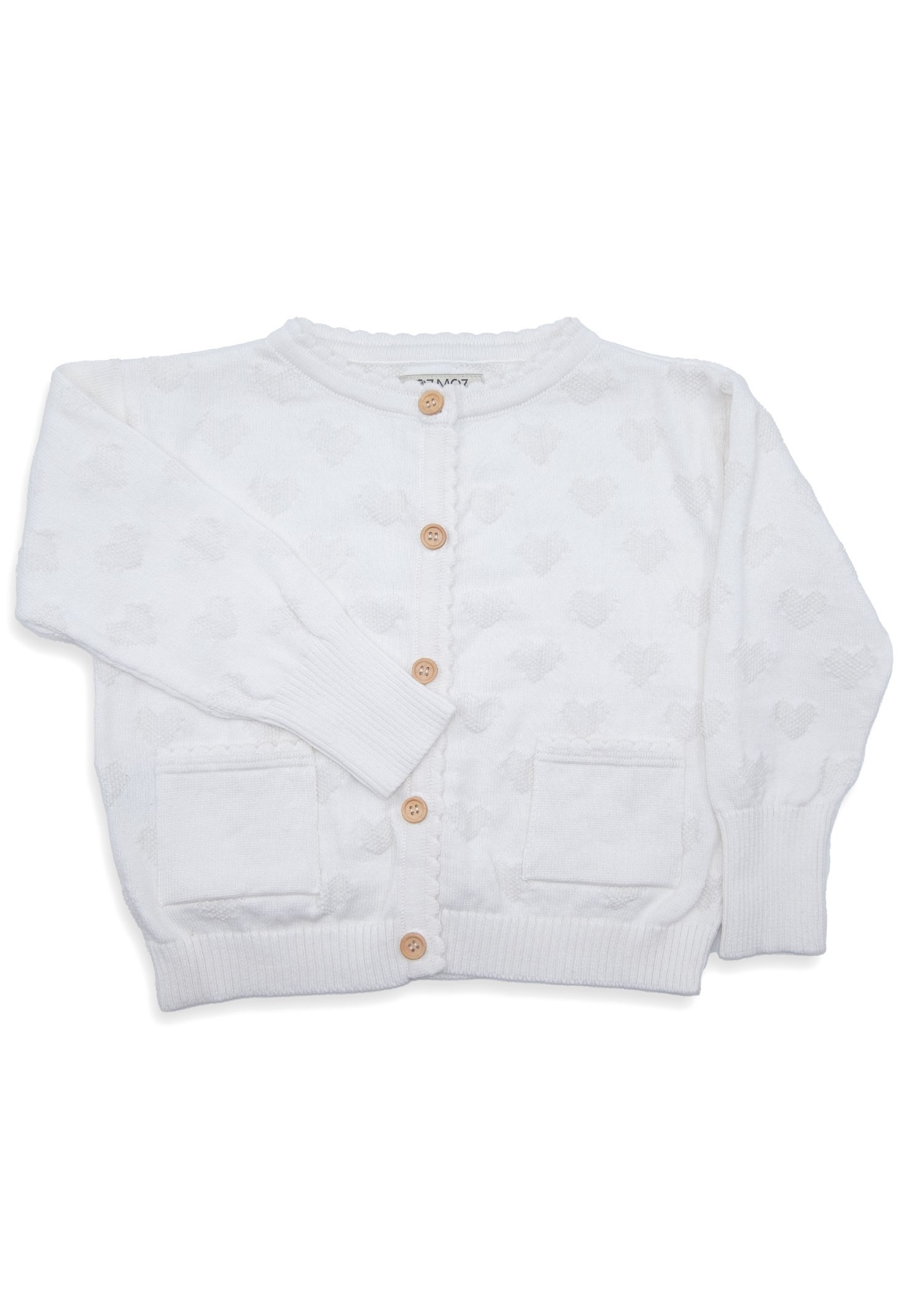 Organic Knitwear Knitted Long Sleeve White Spring Coat Little Girl's Cardigan