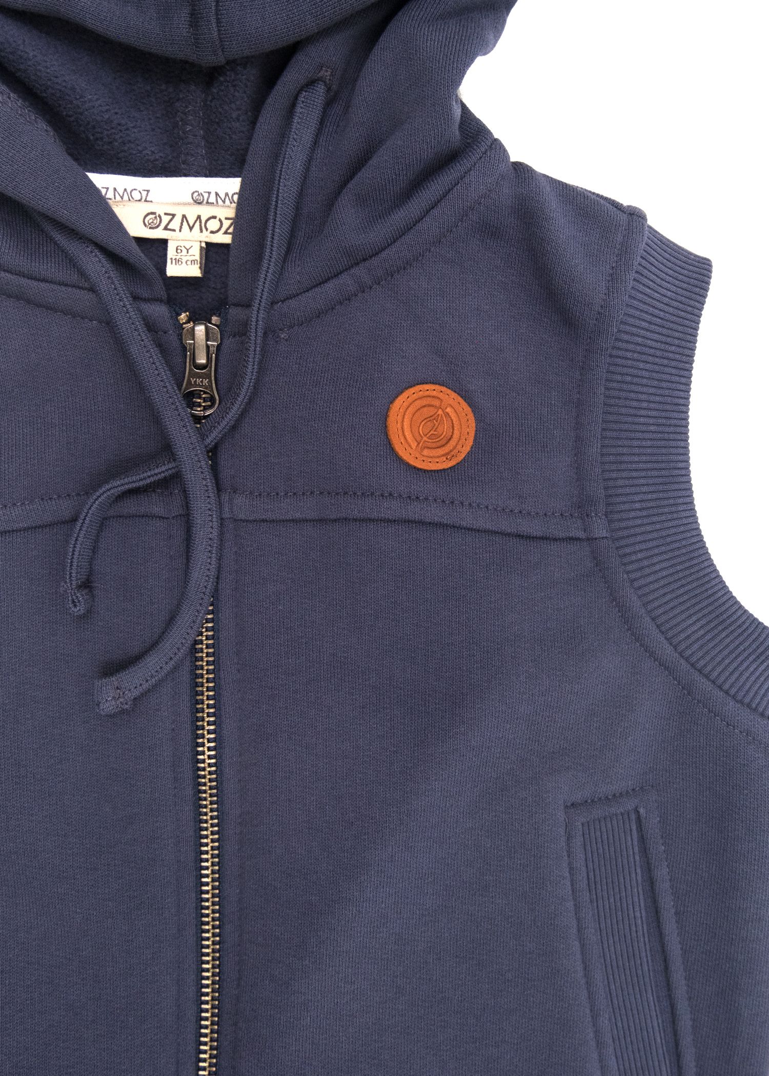 Organic Hooded Sleeveless Navy Blue Winter Boys' Sports Vest