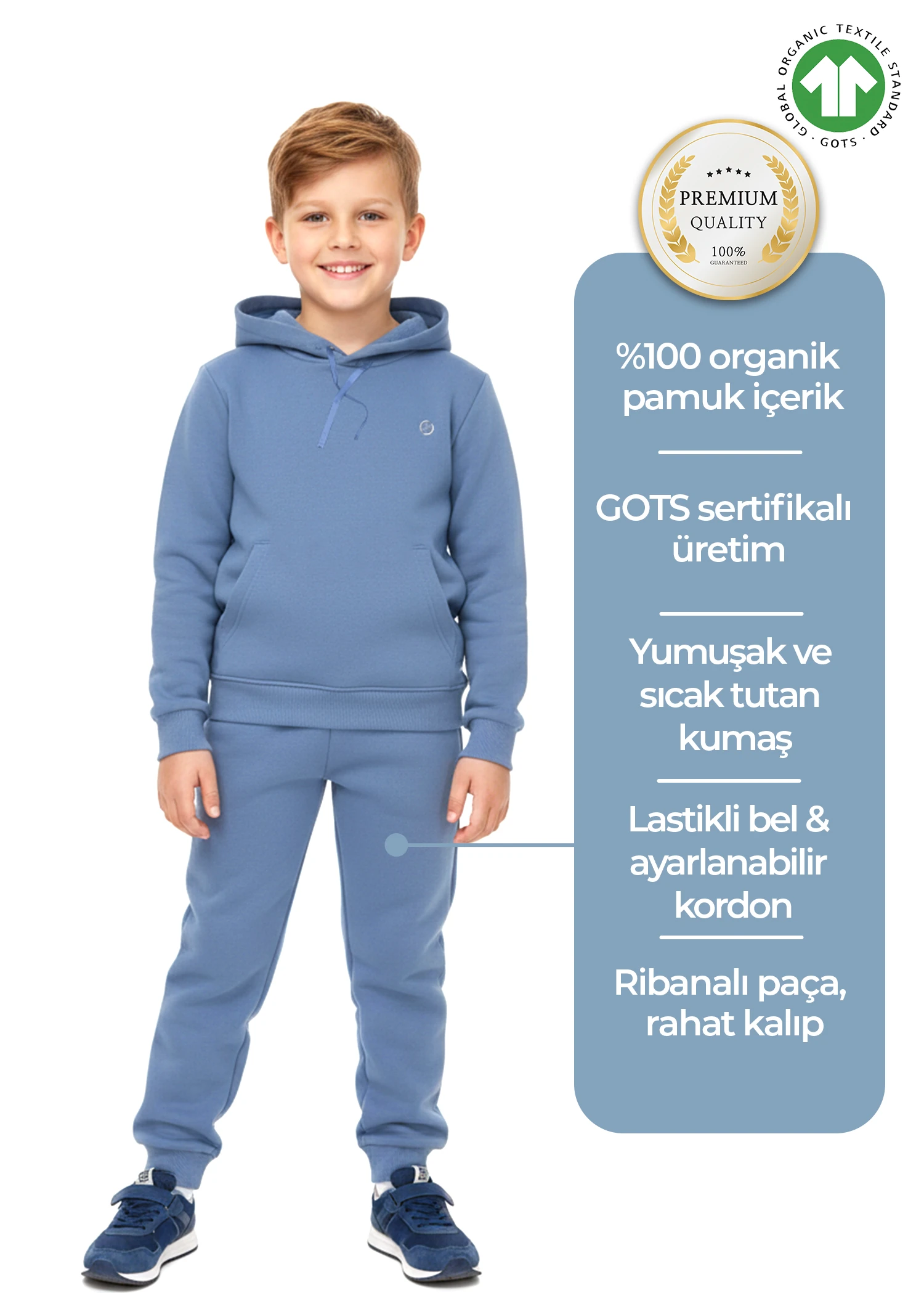 Organik Cepli Kışlık Erkek Çocuk Eşofman Altı